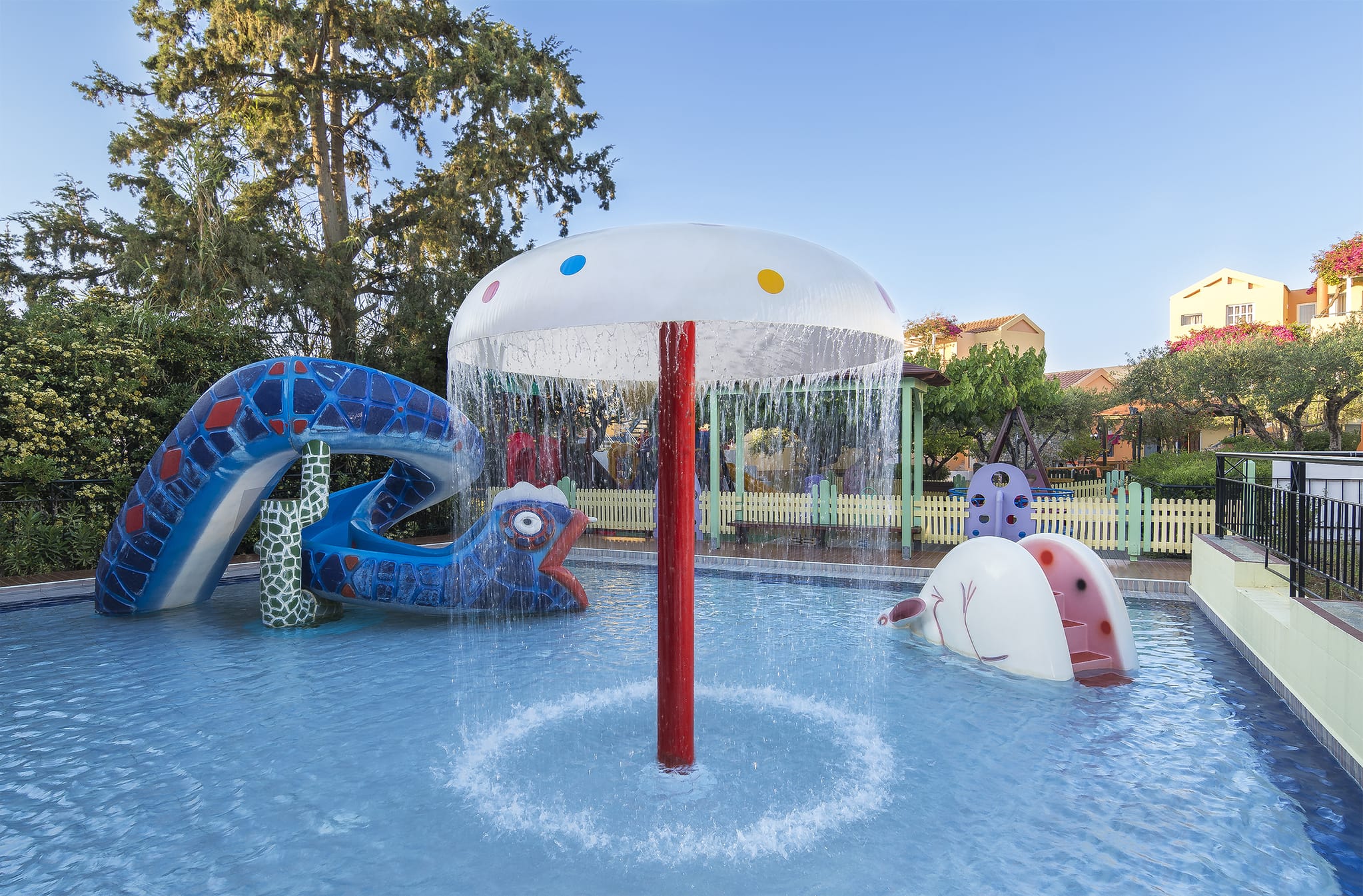 a water park with a slide