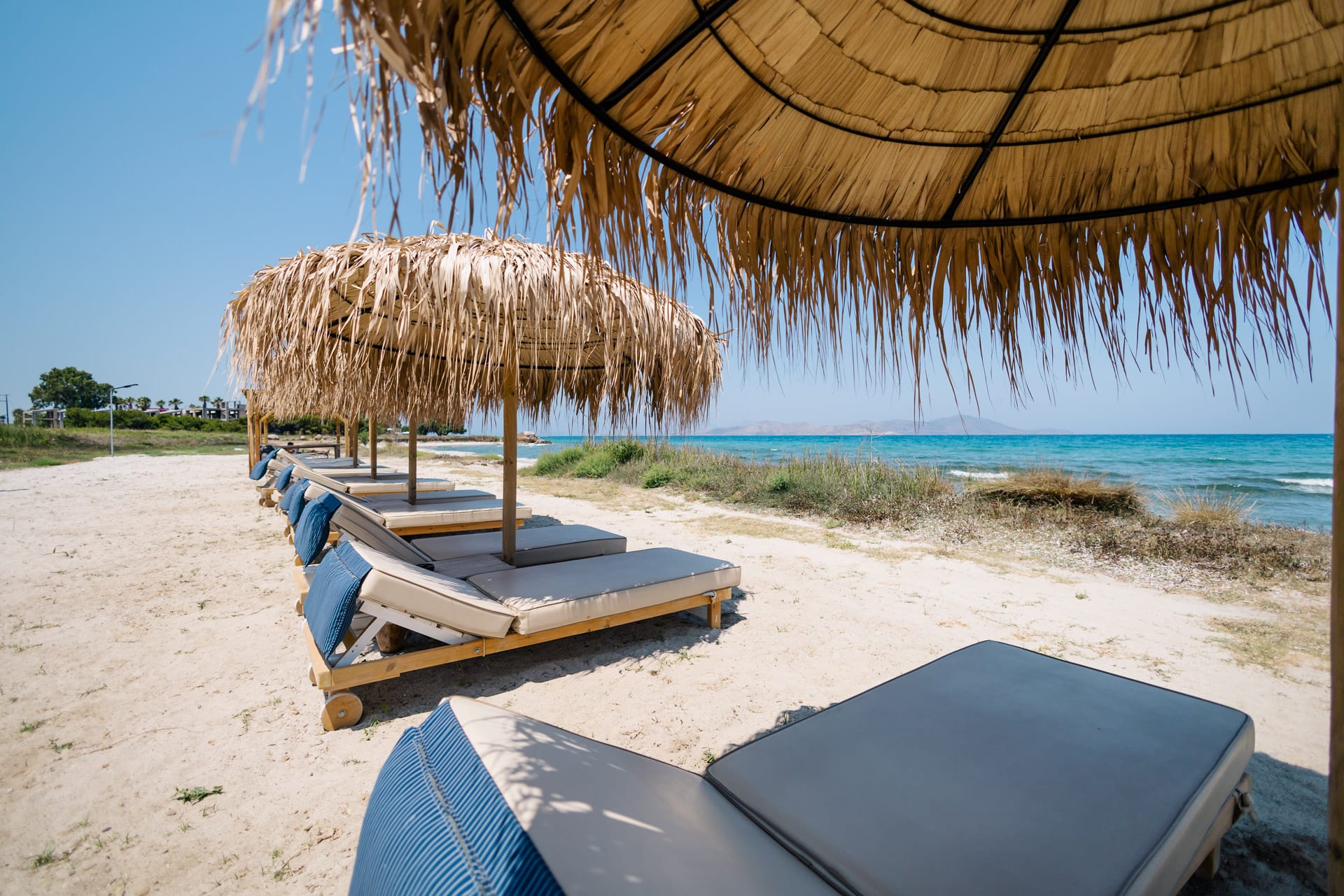 Private beach at Taf beach Villas in Kos island