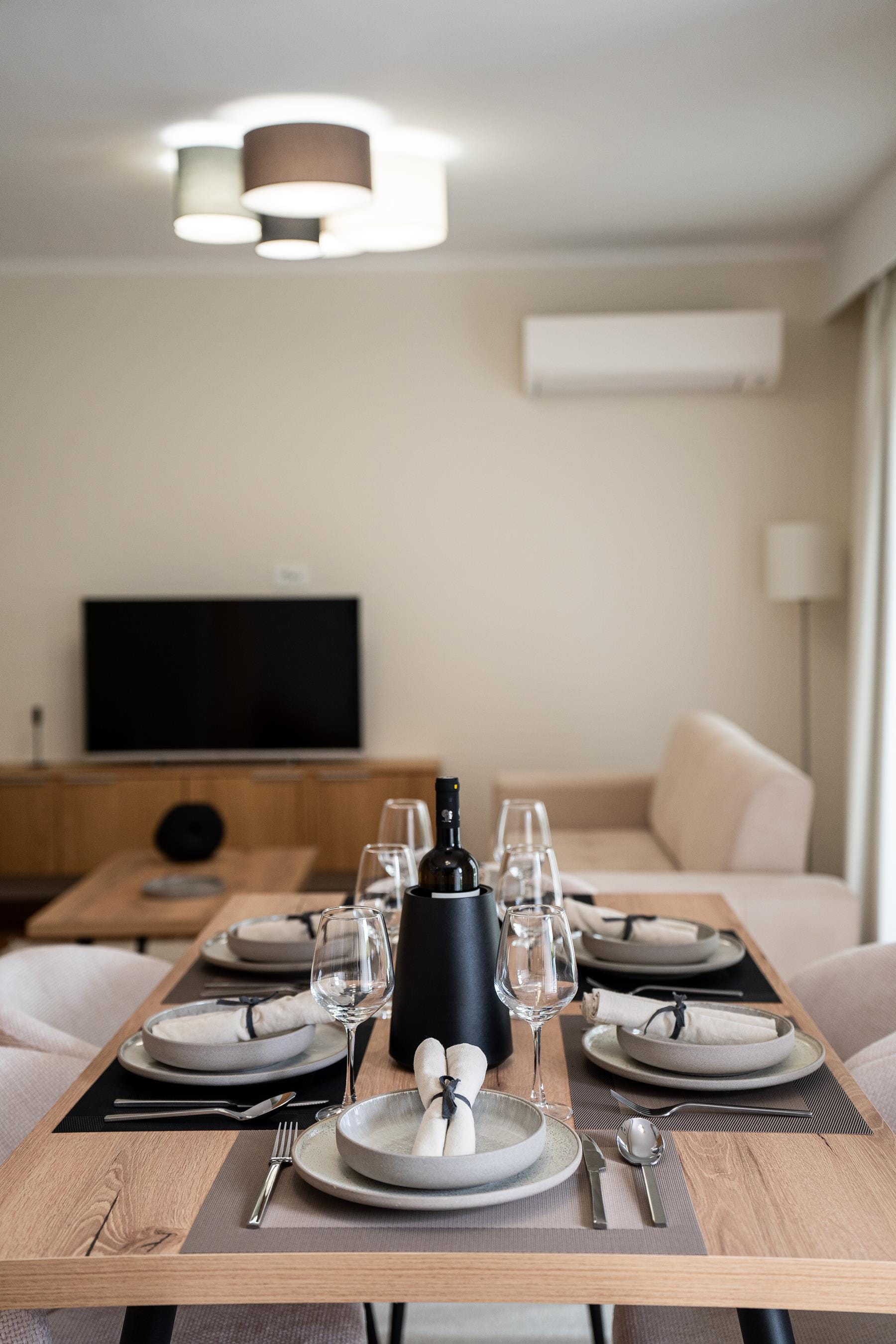 a table with plates and glasses on it