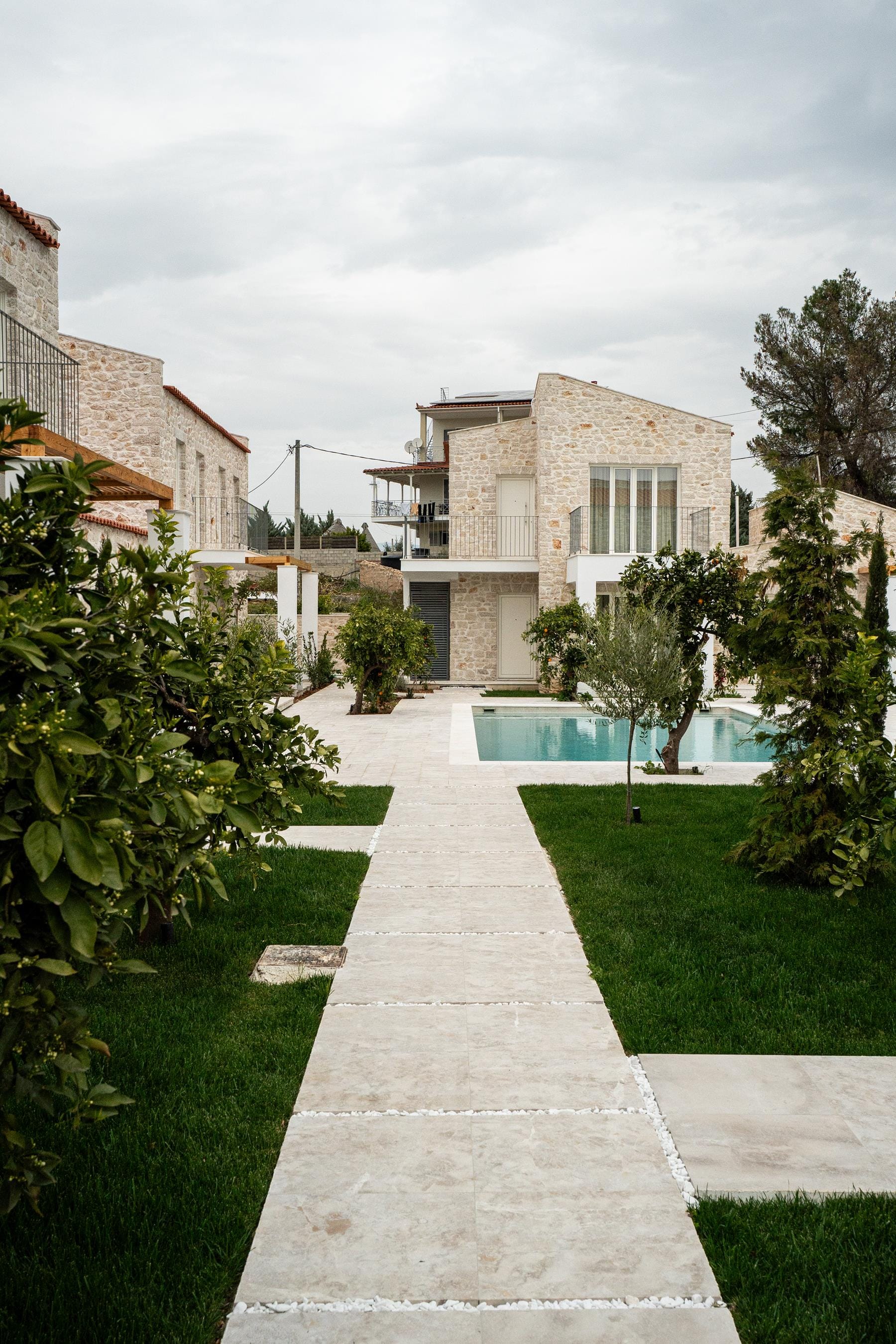 a walkway leading to a building