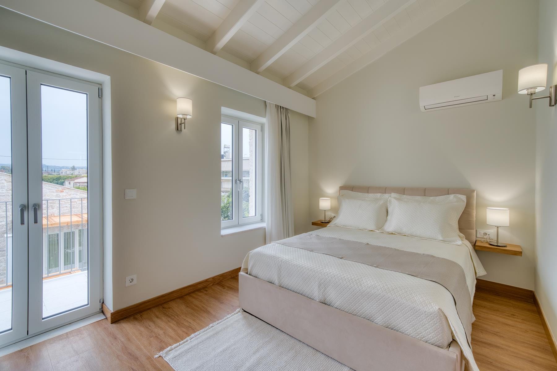 a bedroom with a large bed