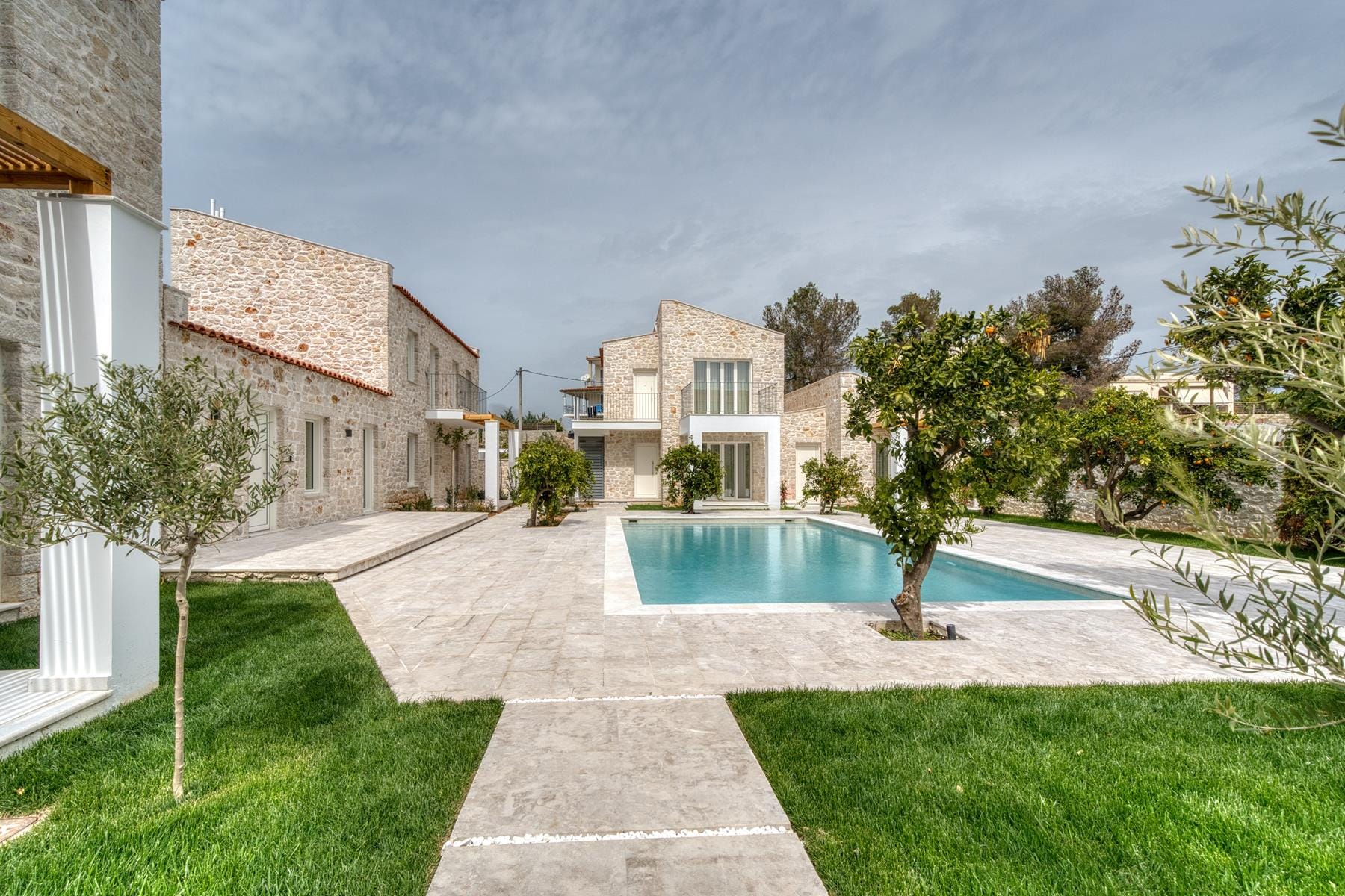 a pool in a backyard