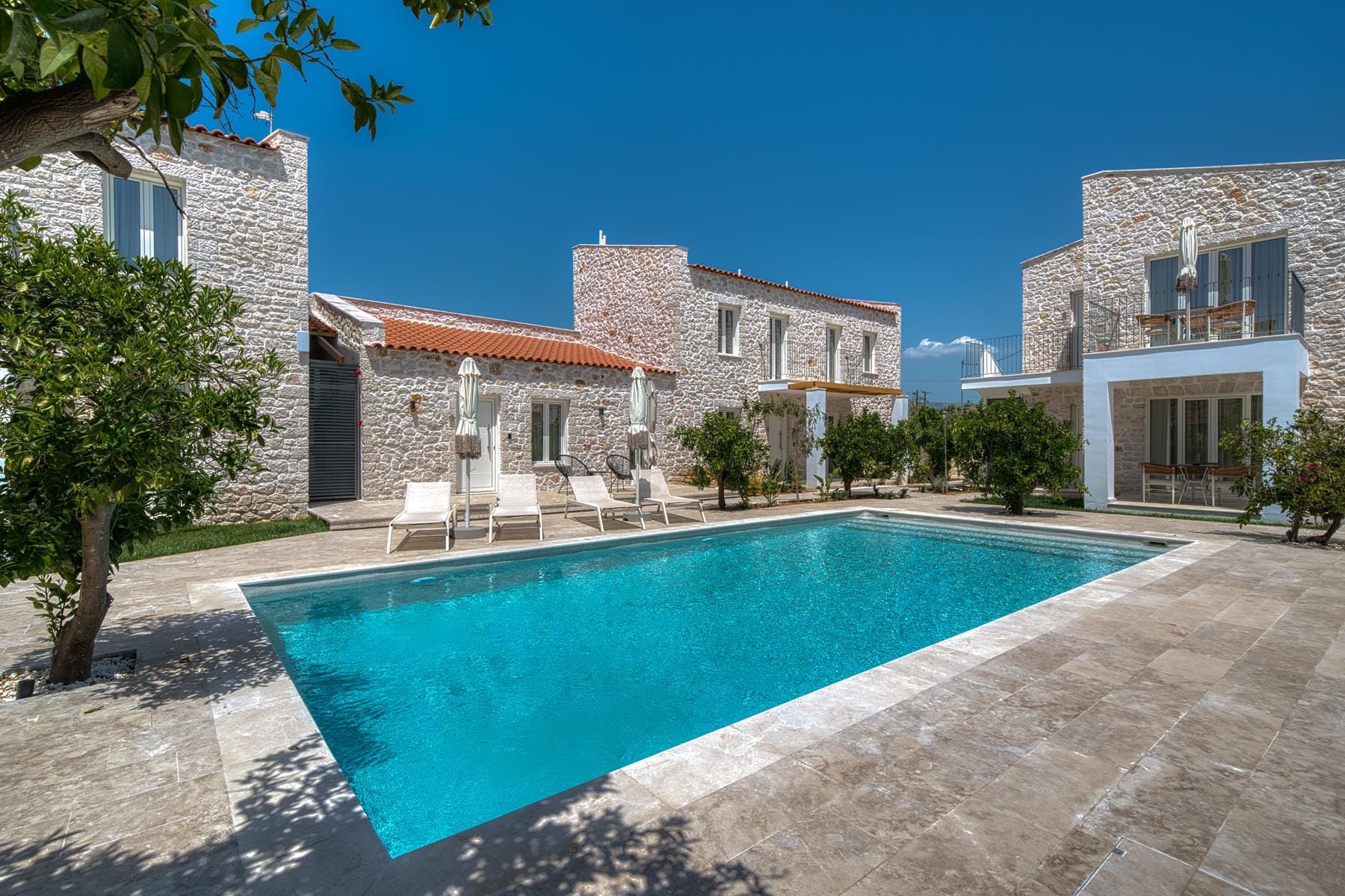 a swimming pool in a courtyard