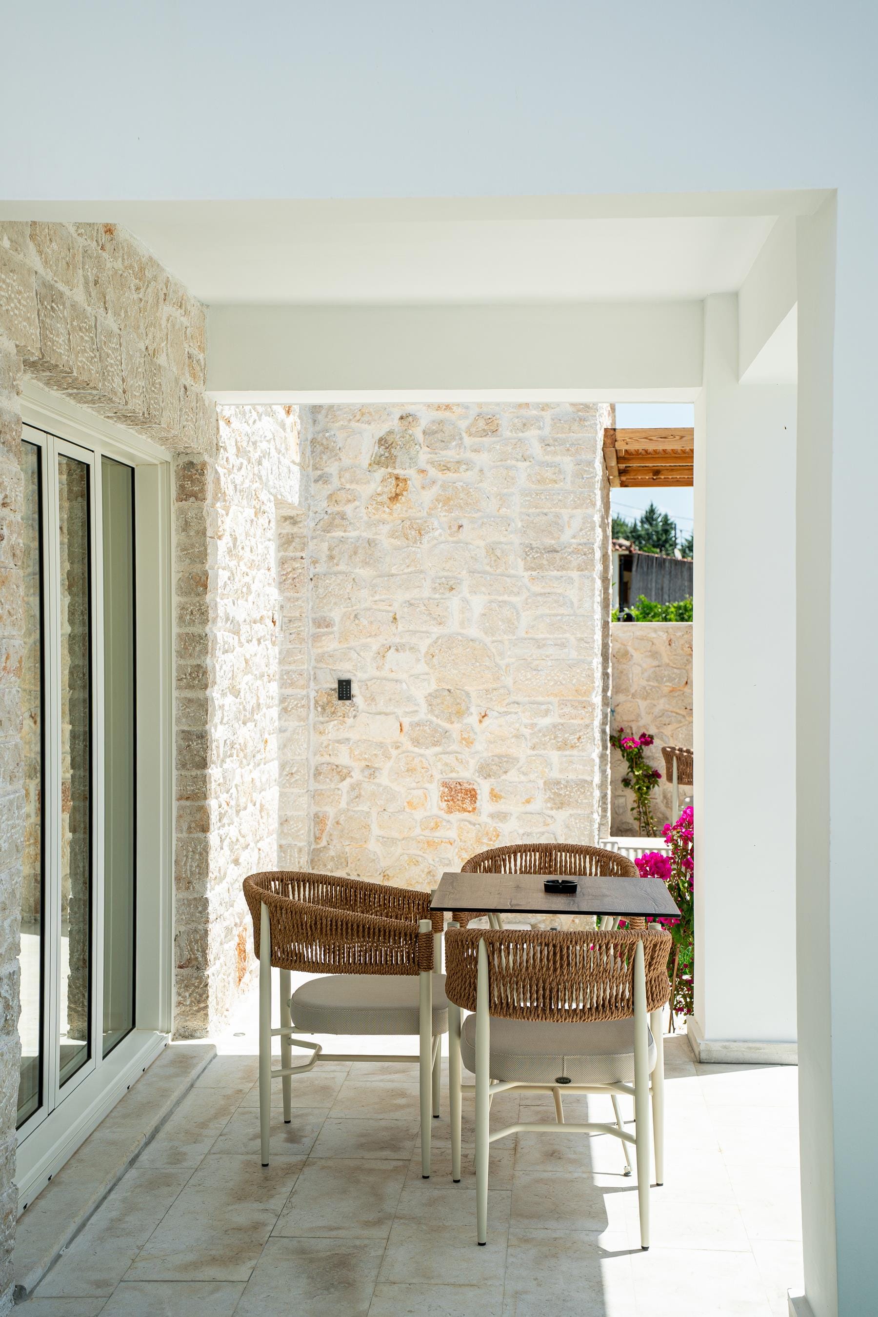 a table and chairs in a room