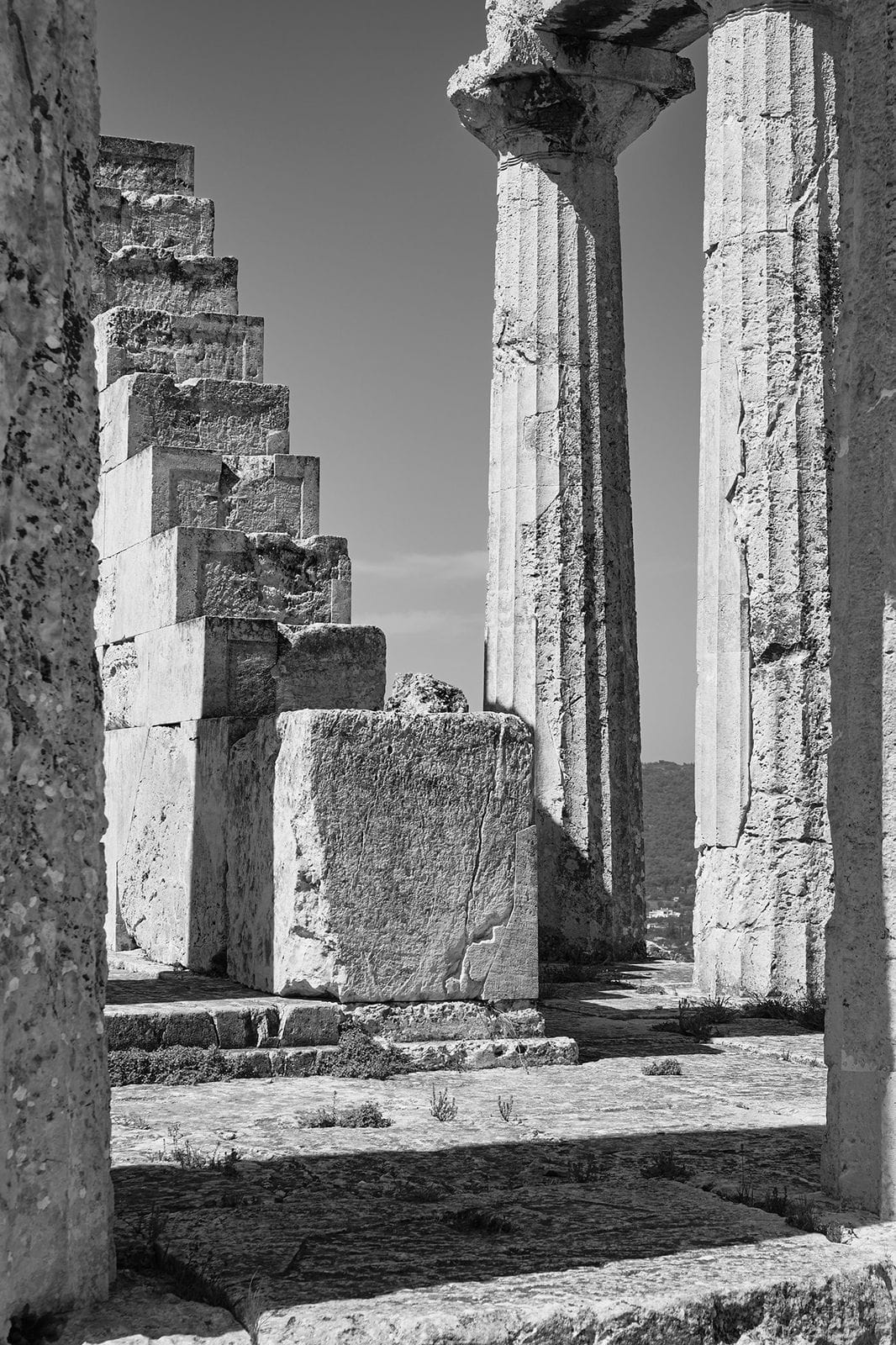 a stone staircase in a building