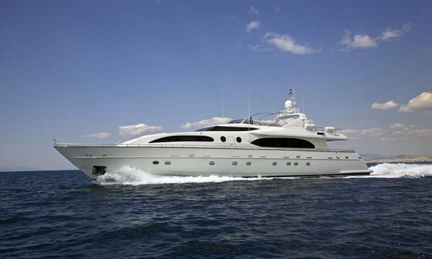 a white yacht on the water