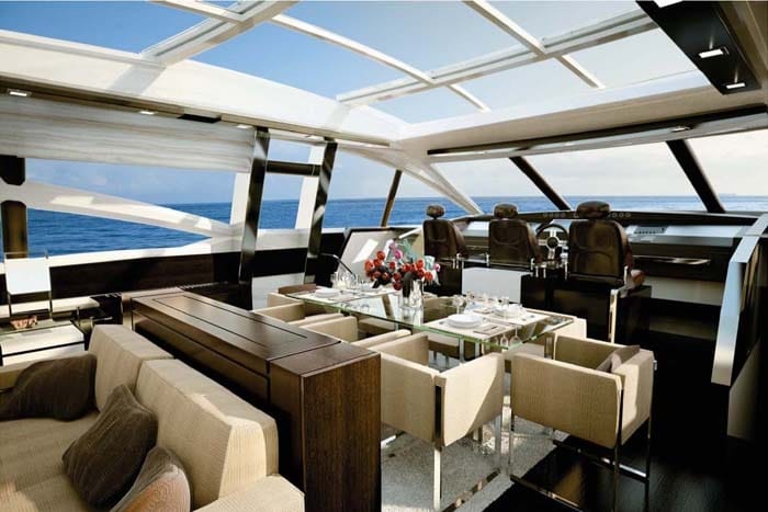 a room with a table and chairs