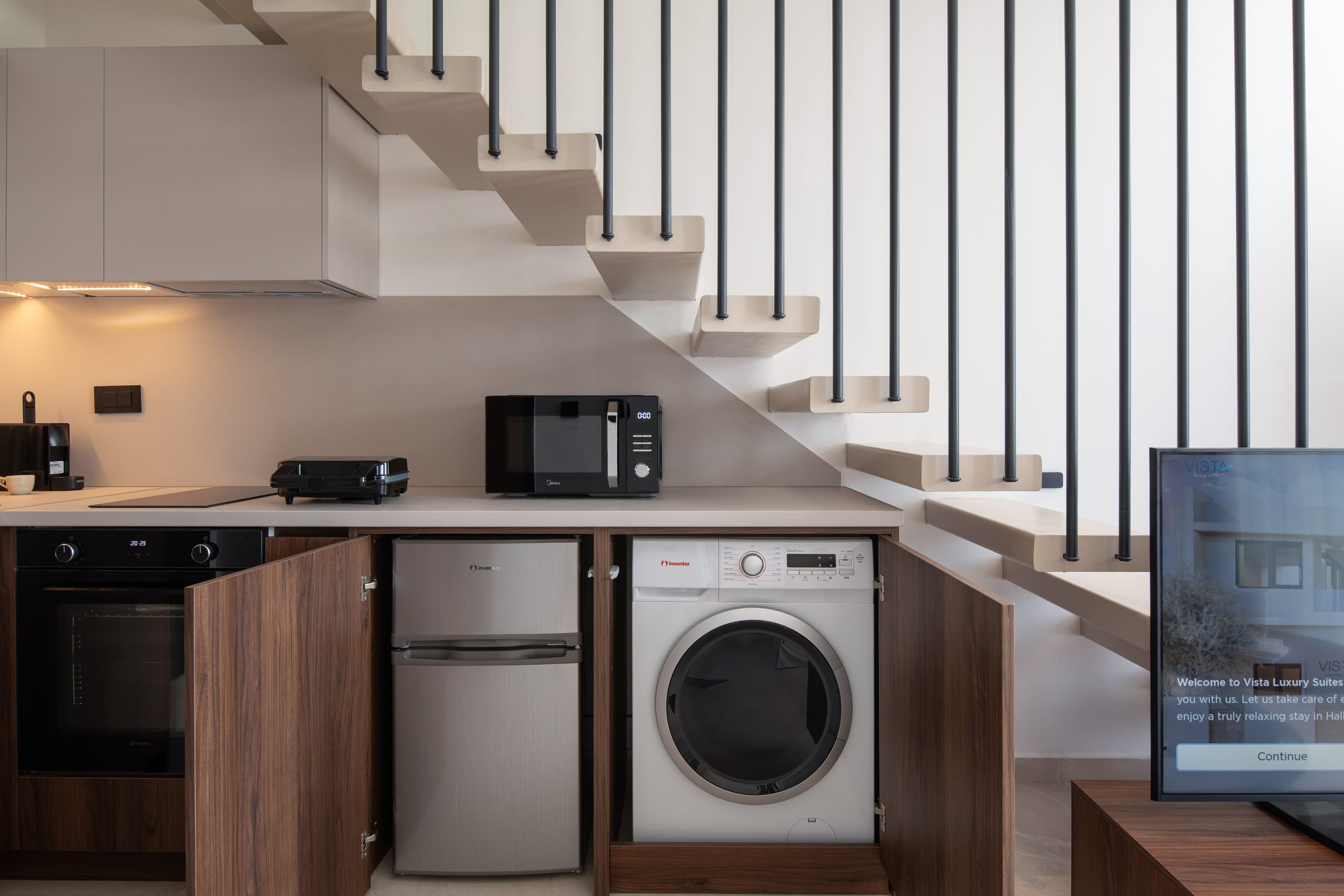 a kitchen with stainless steel appliances