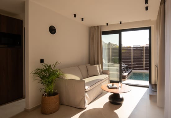 a living room with a large window