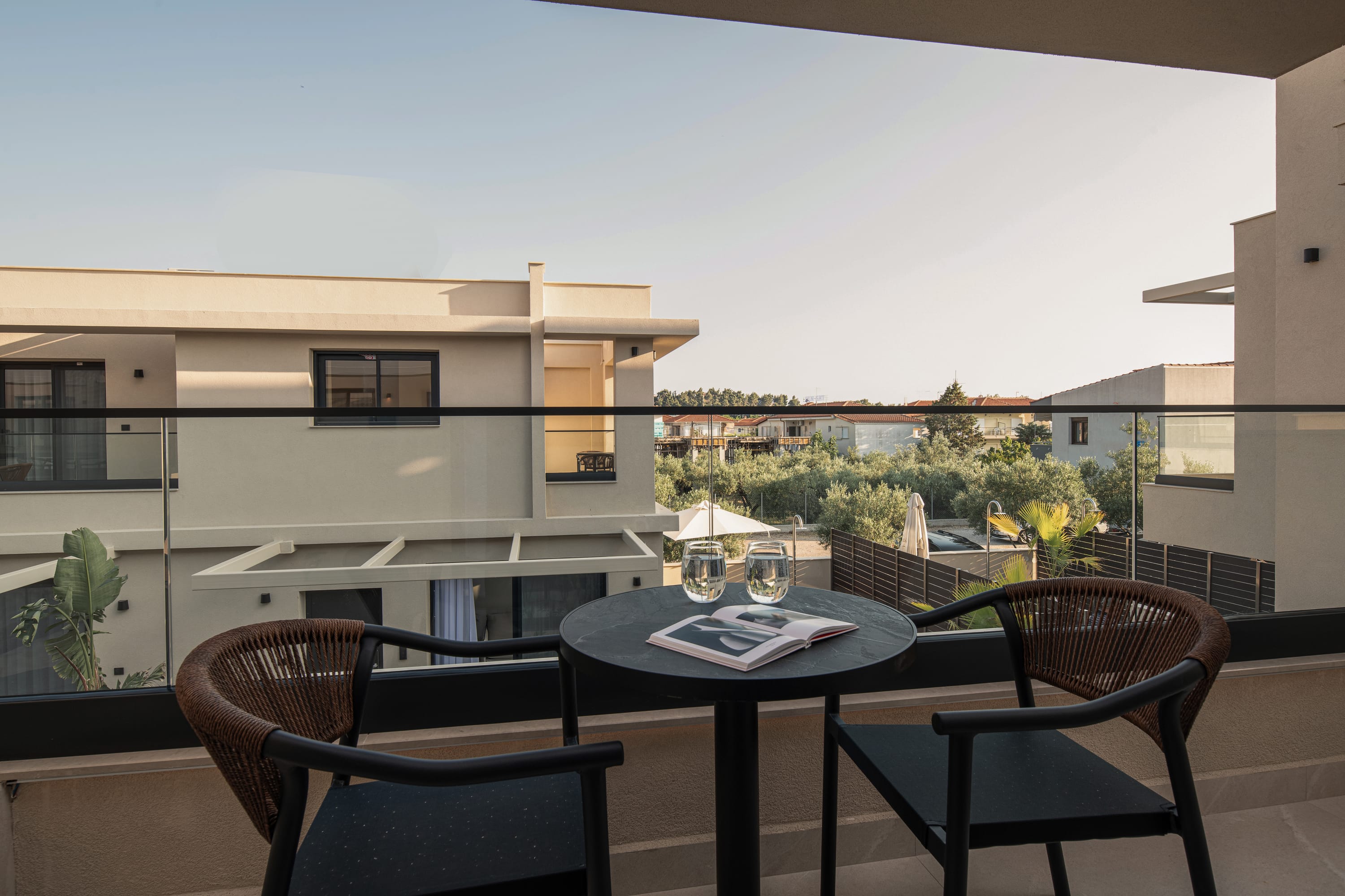 a table and chairs outside