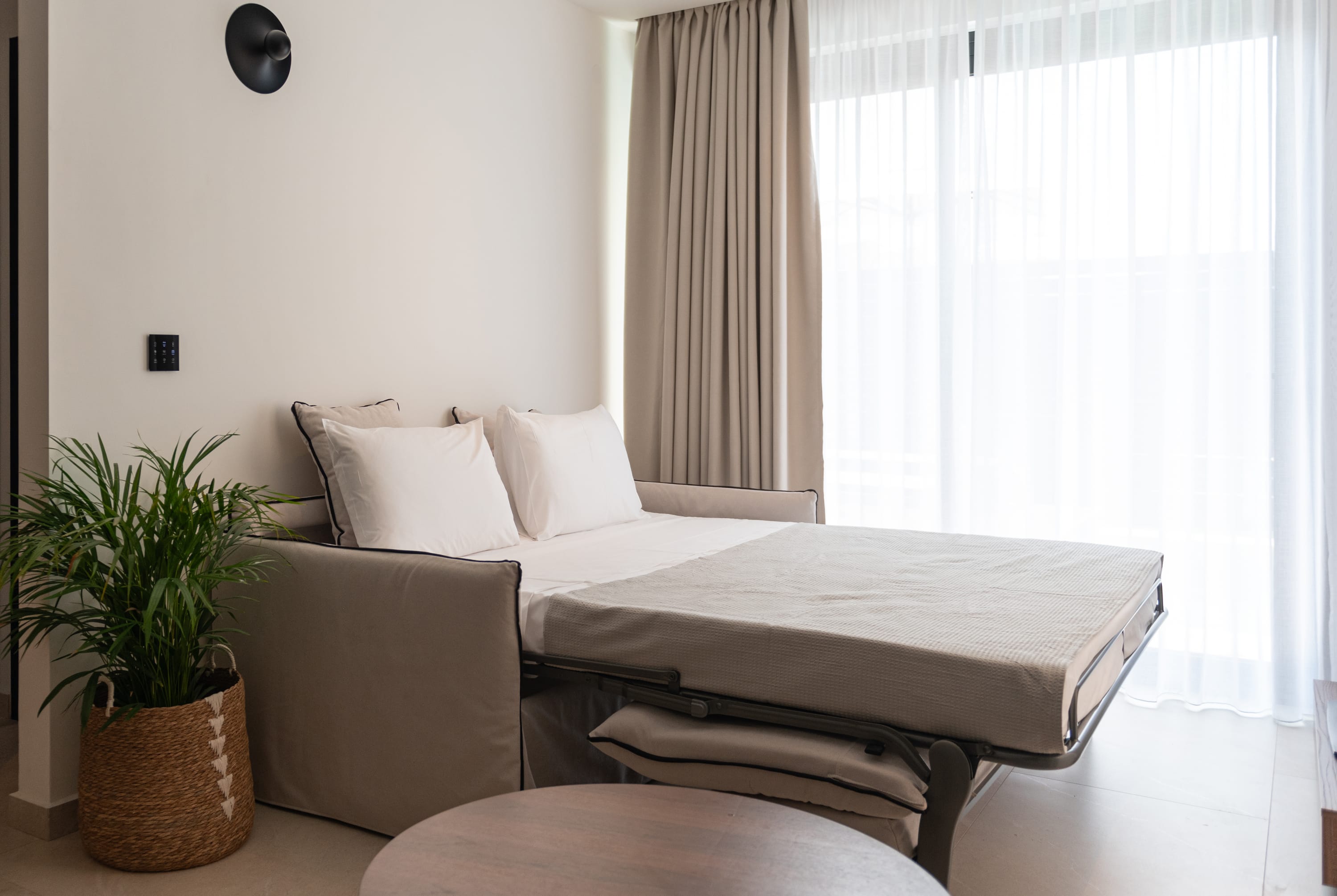 a white couch in a room