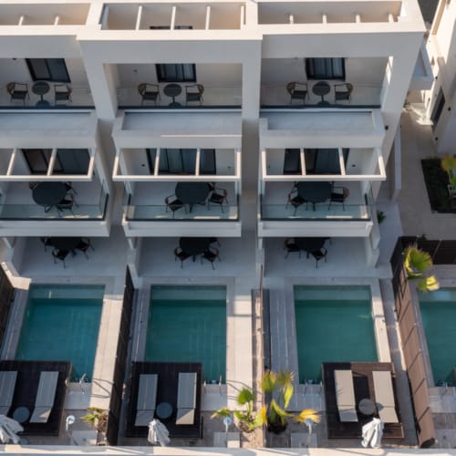 a high angle view of a building