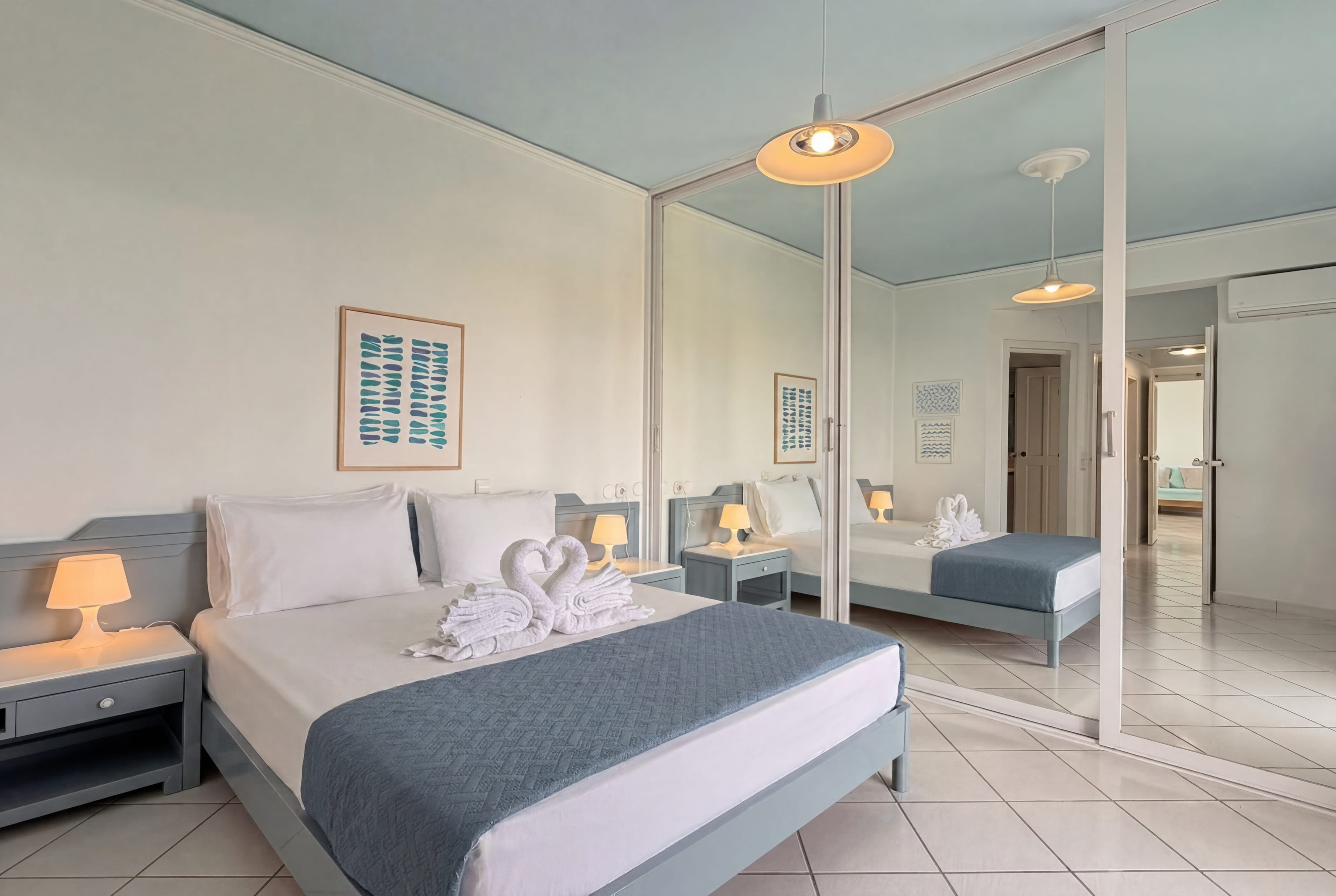 a bedroom with a double bed