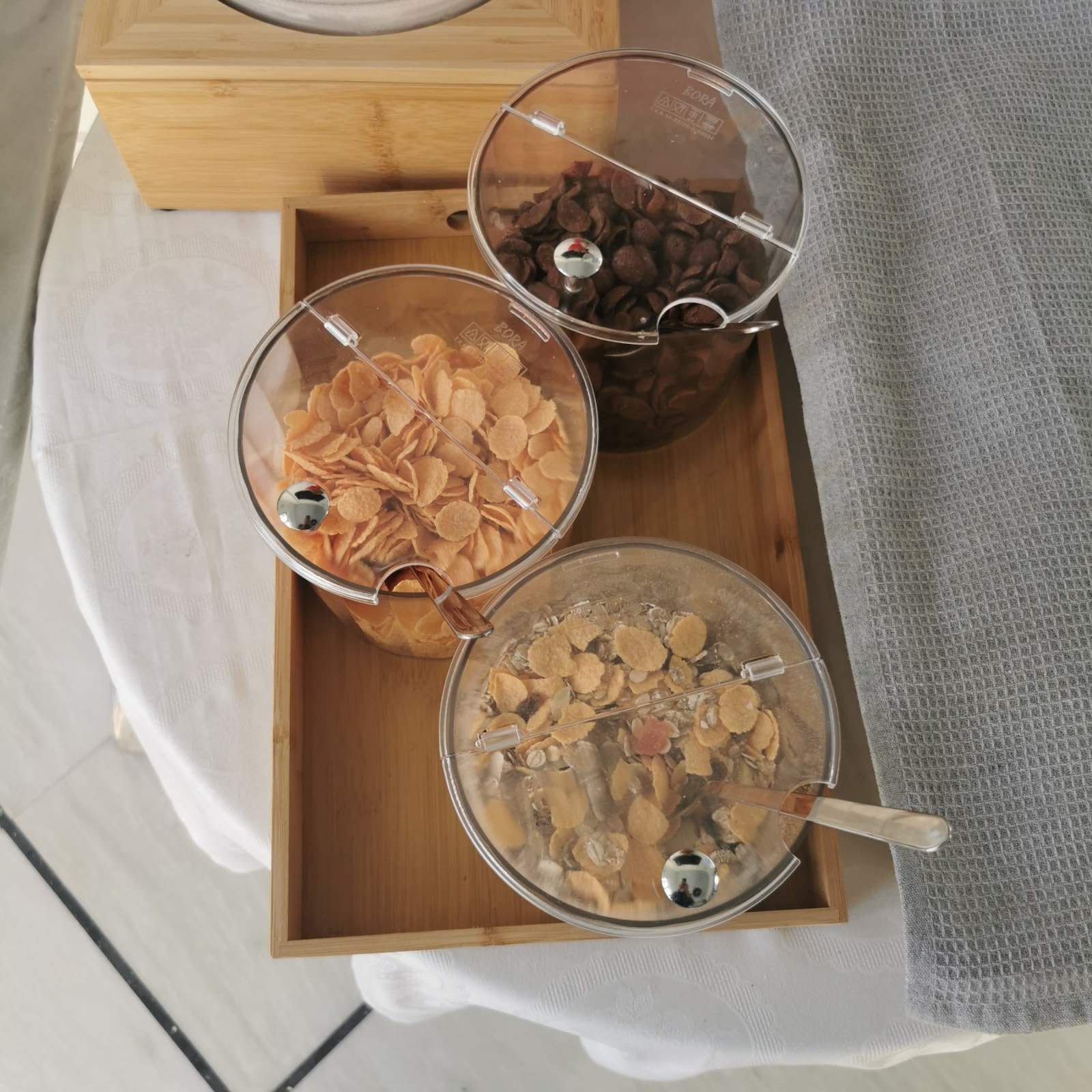 a couple of bowls with food in them