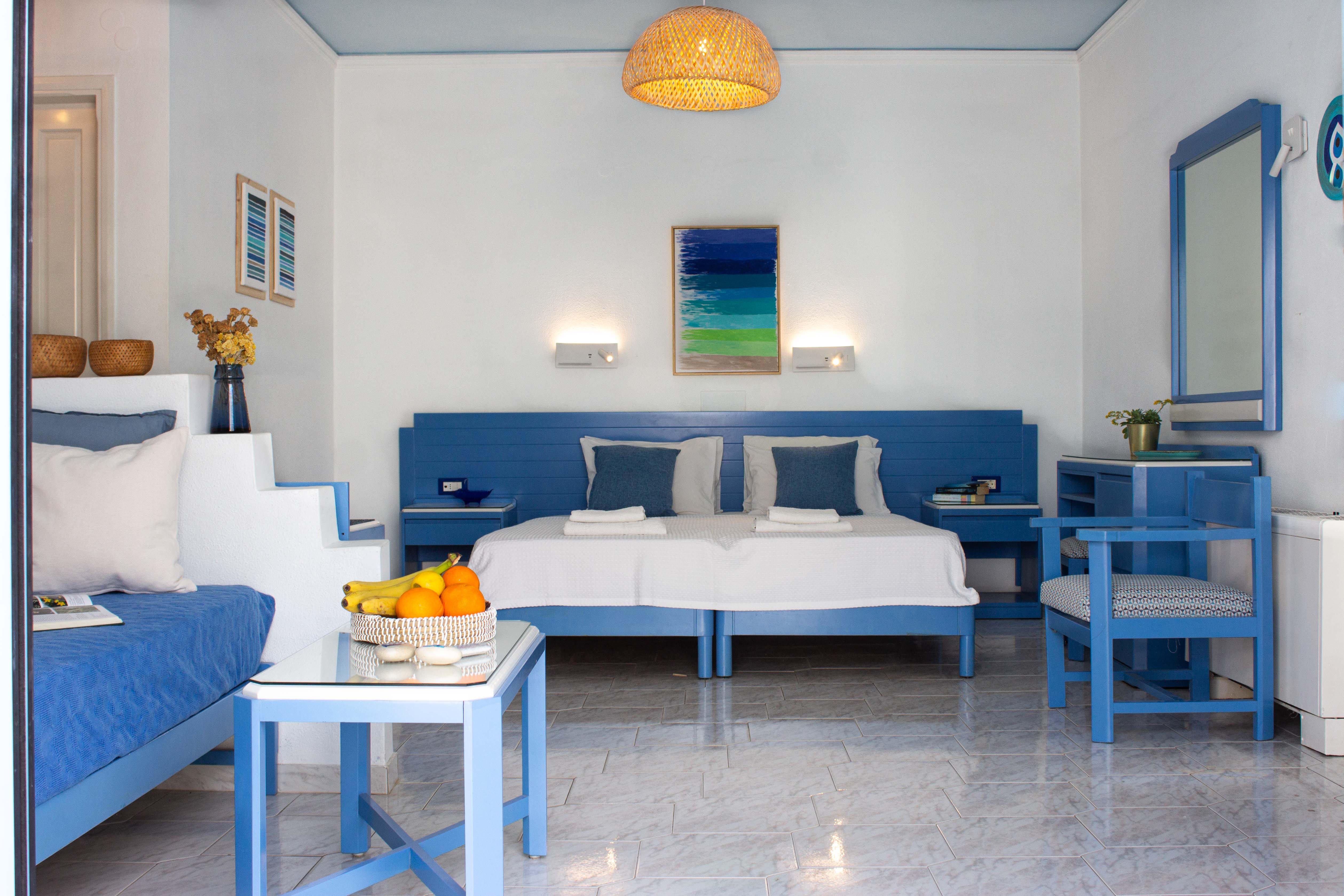 a room with a bed and a table