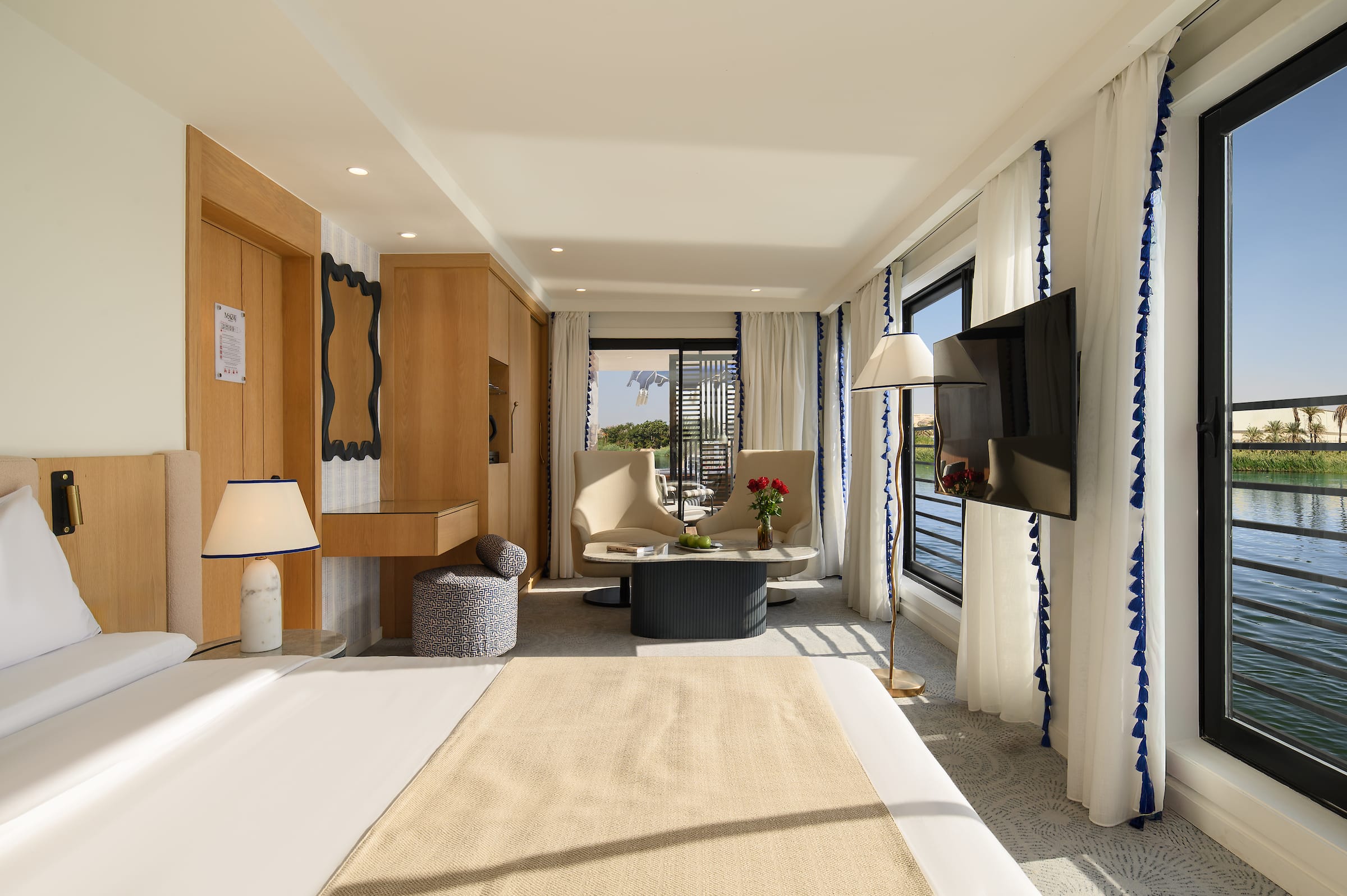 a bedroom with a large bed