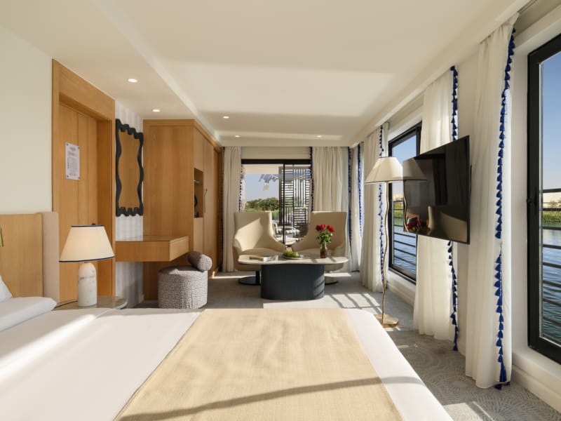 a bedroom with a large bed