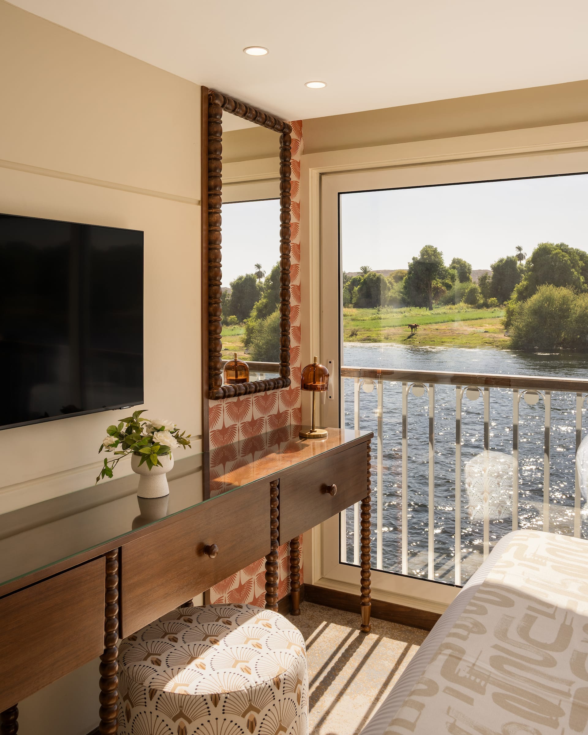 a room with a large window