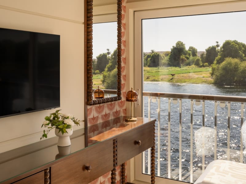 a room with a large window