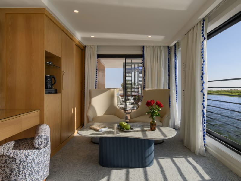 a living room with a large window