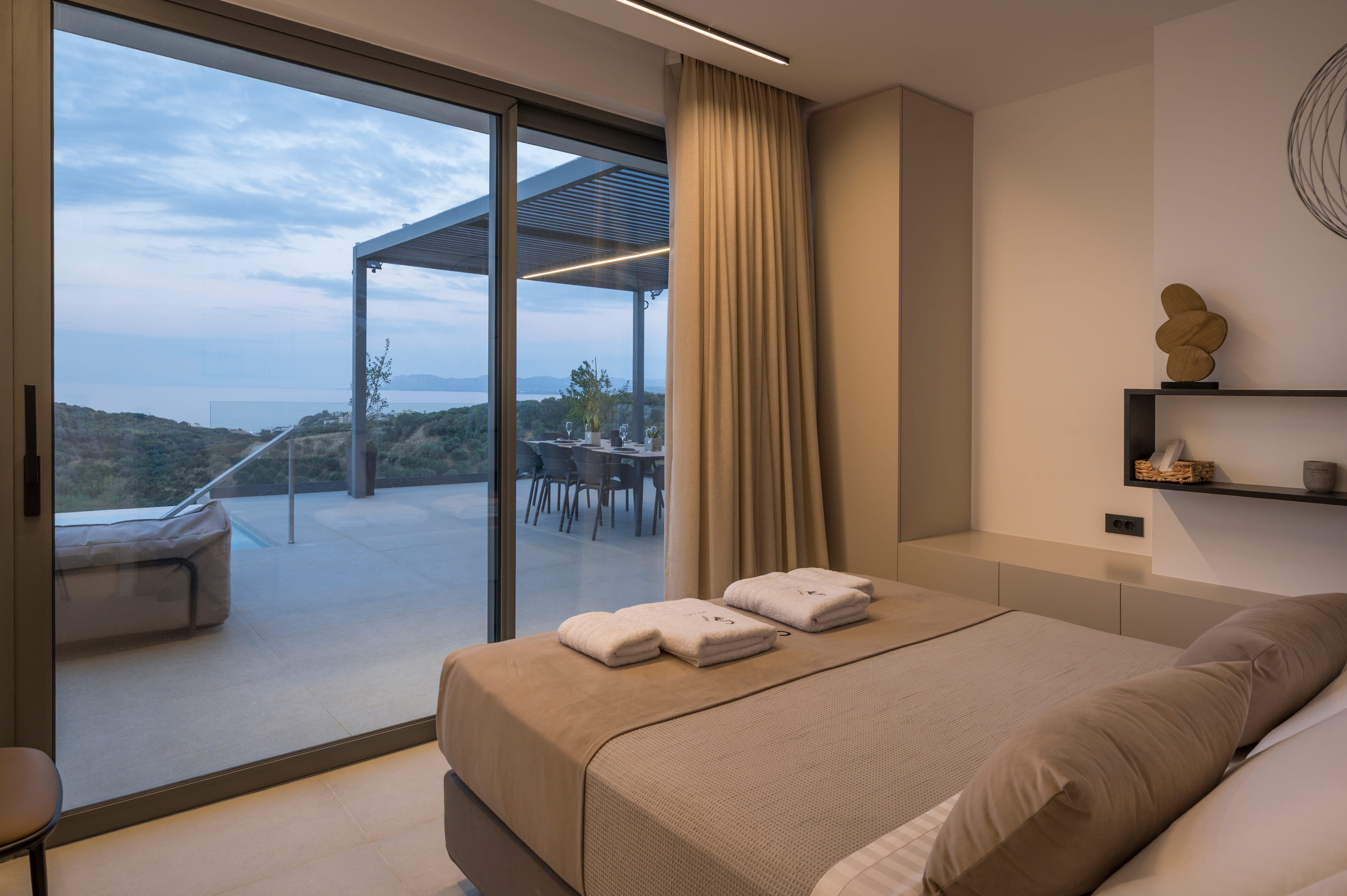 a room with a large window