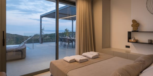 a room with a large window