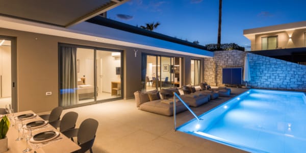 a swimming pool in a room