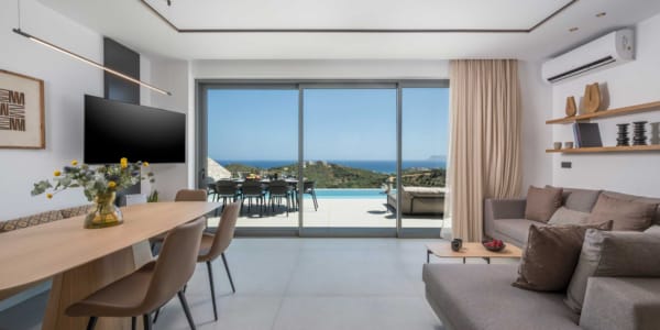 a living room with a large window