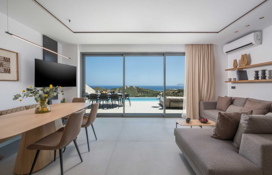 a living room with a large window