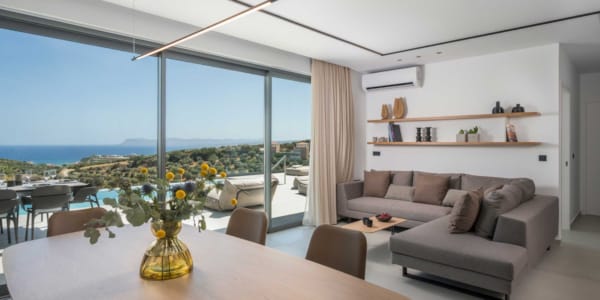 a living room with a large window