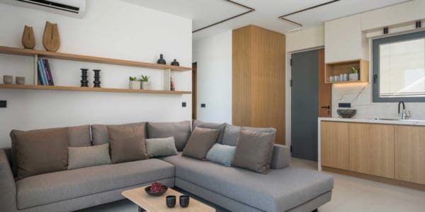a living room with a couch and a coffee table
