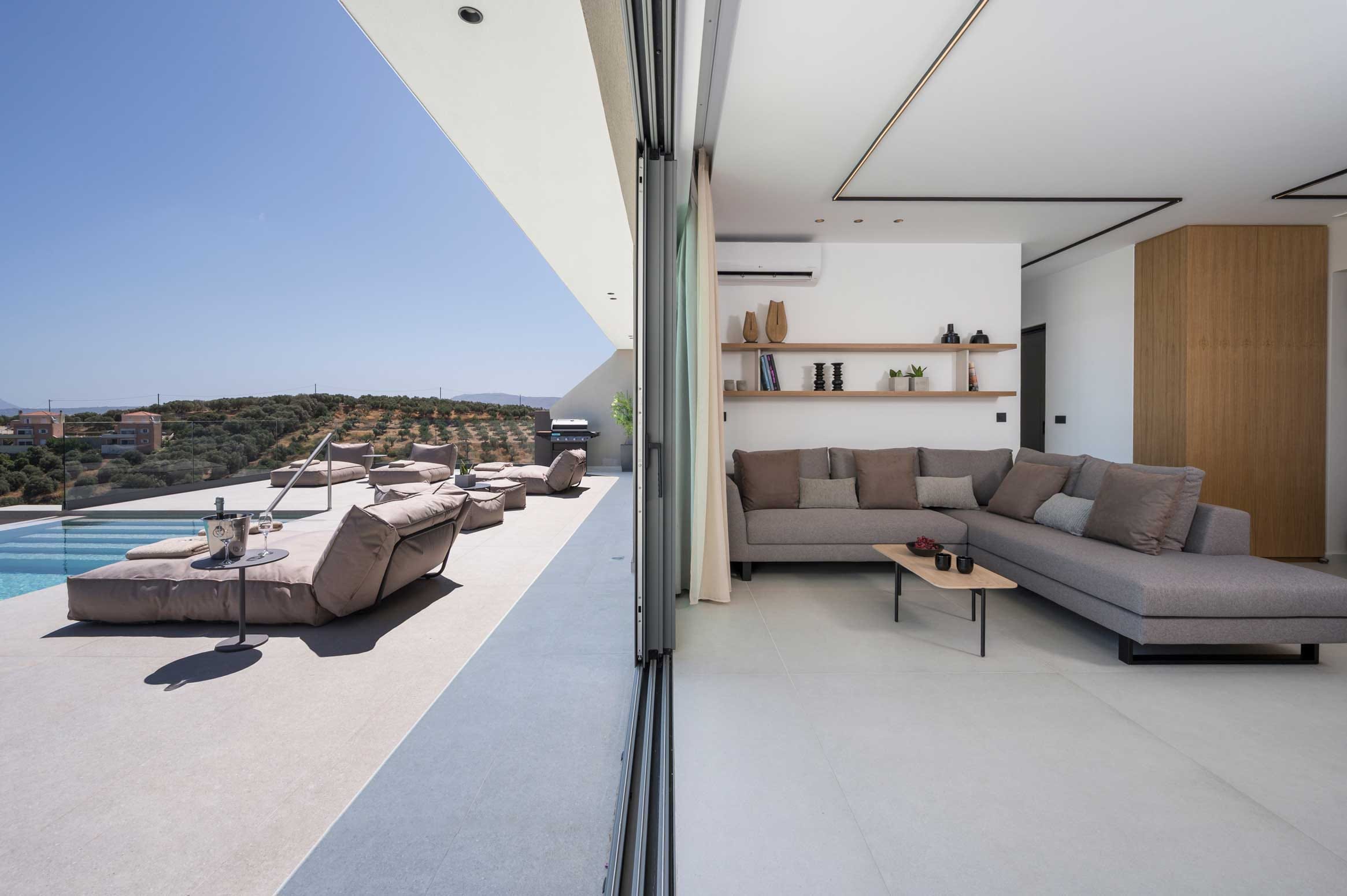 a room with a couch and a table