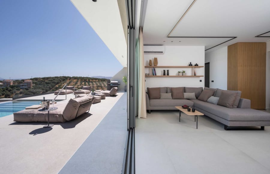 a room with a couch and a table