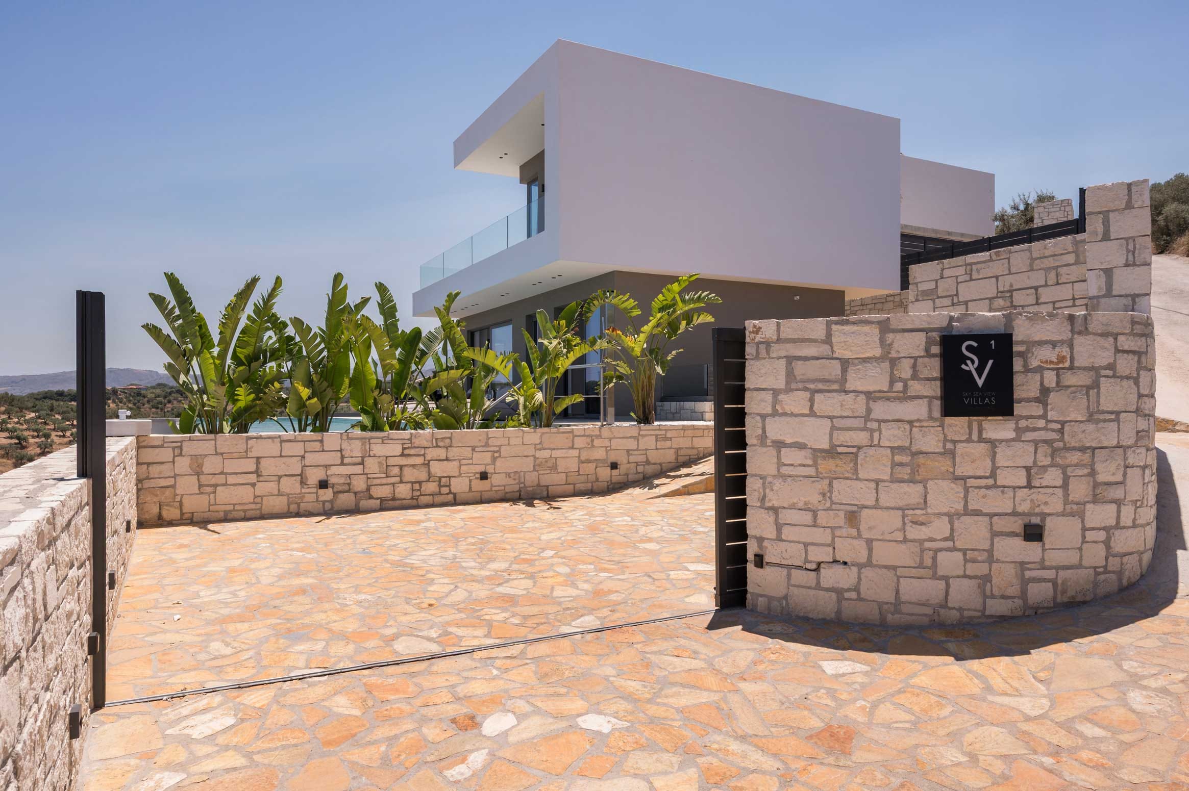 a building with a stone wall