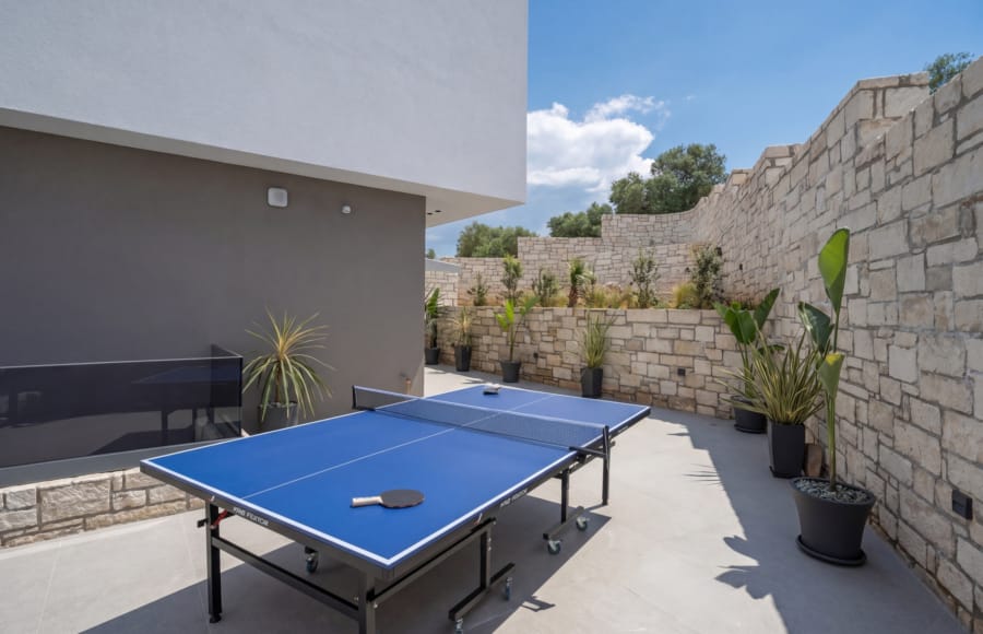 a ping pong table outside