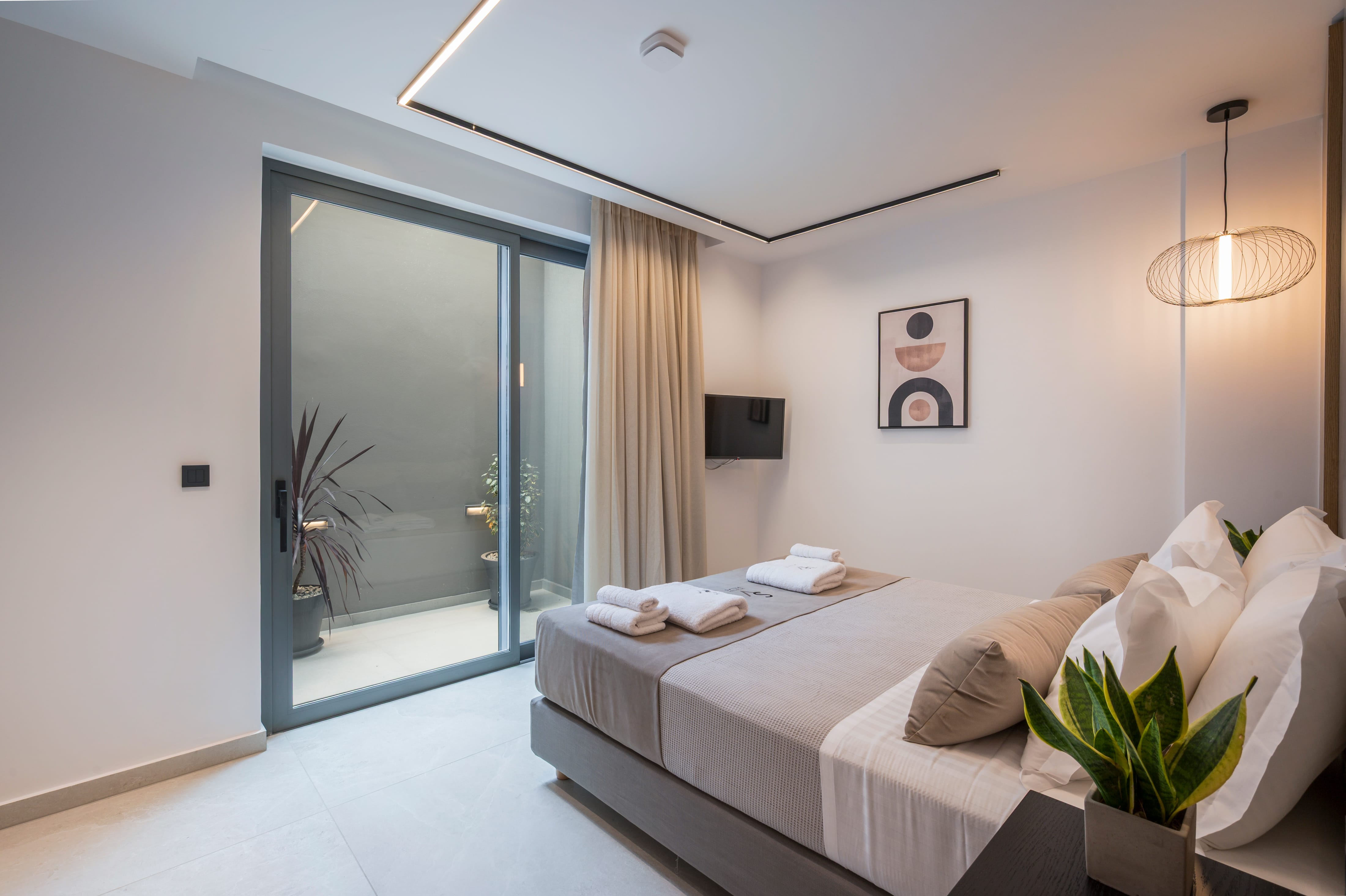 a bed in a room