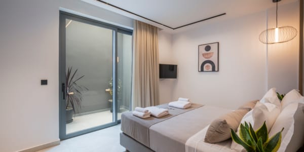 a bed in a room