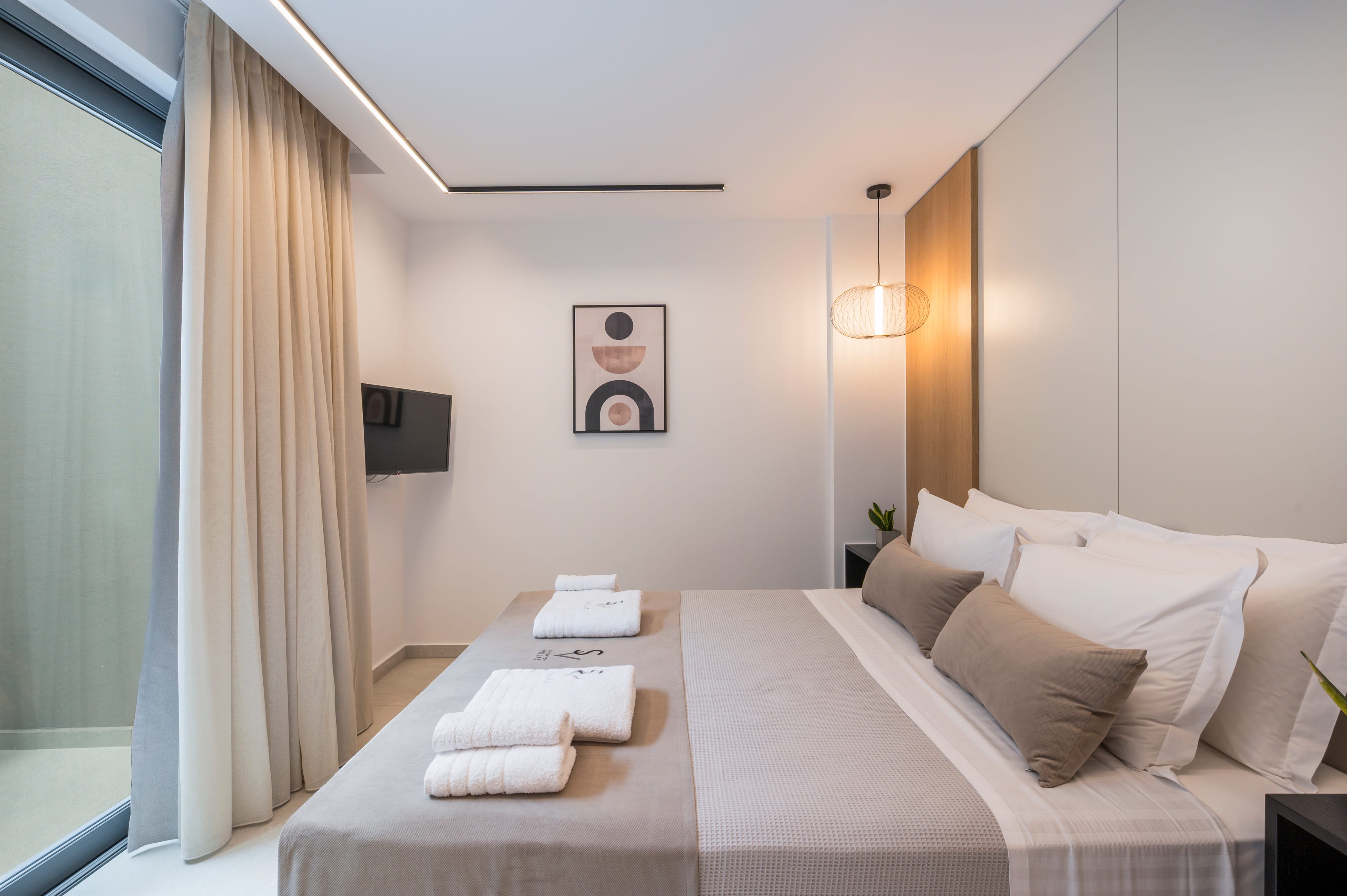 a bed in a room