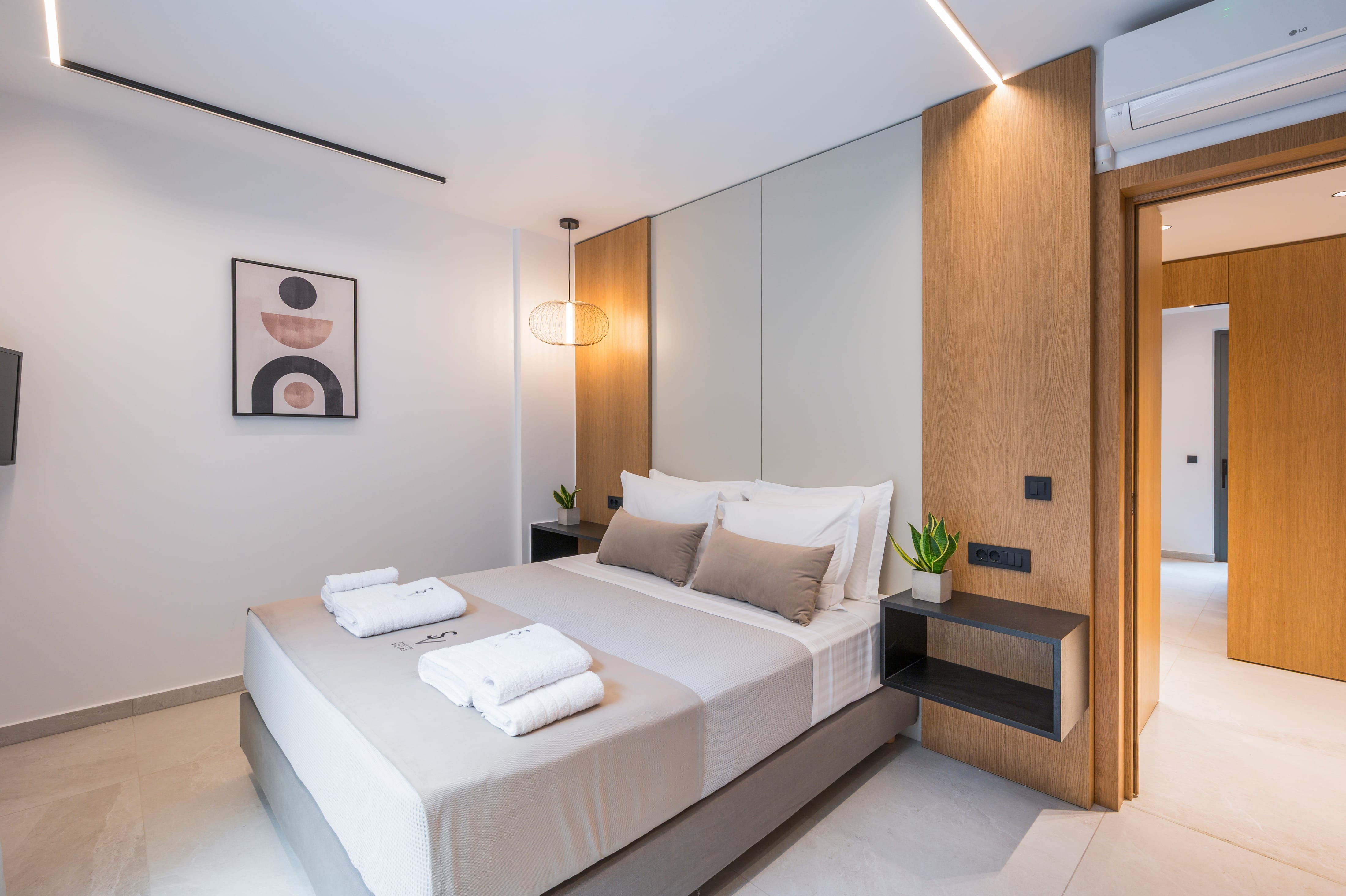 a bed in a room