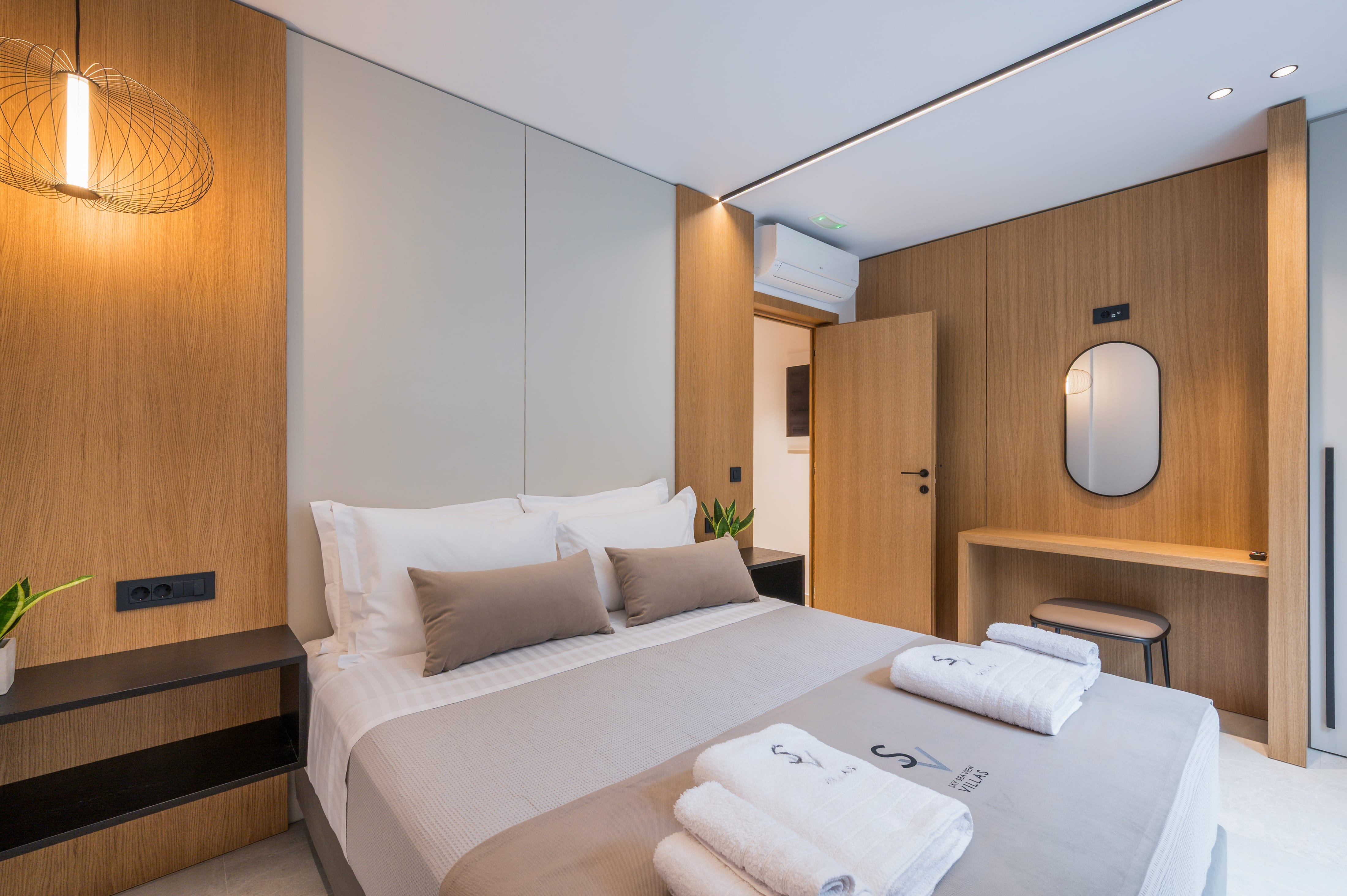 a bed with towels on it