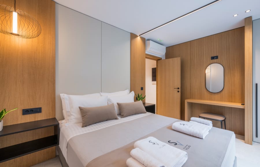 a bed with towels on it