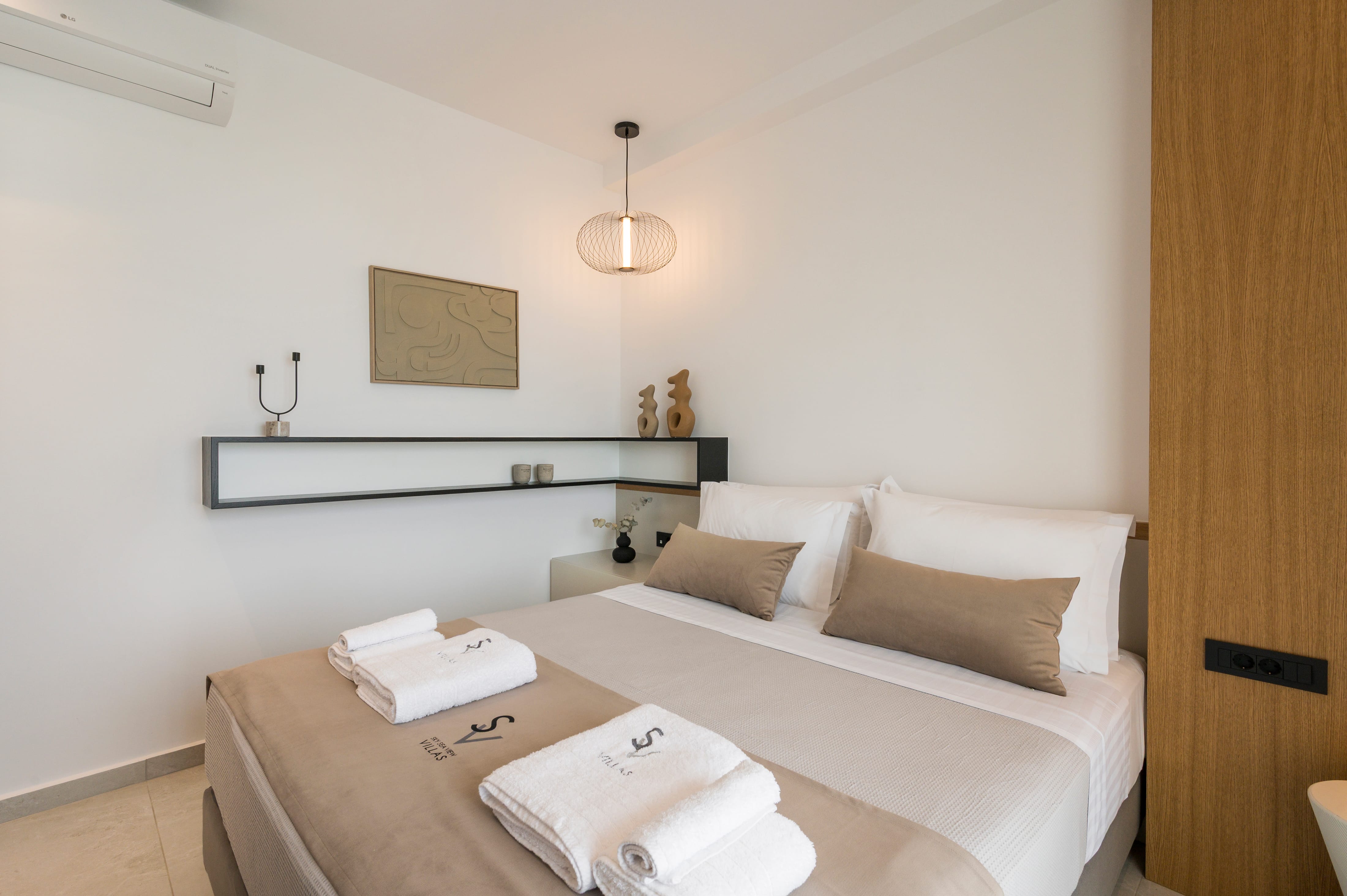 a bed with towels on it