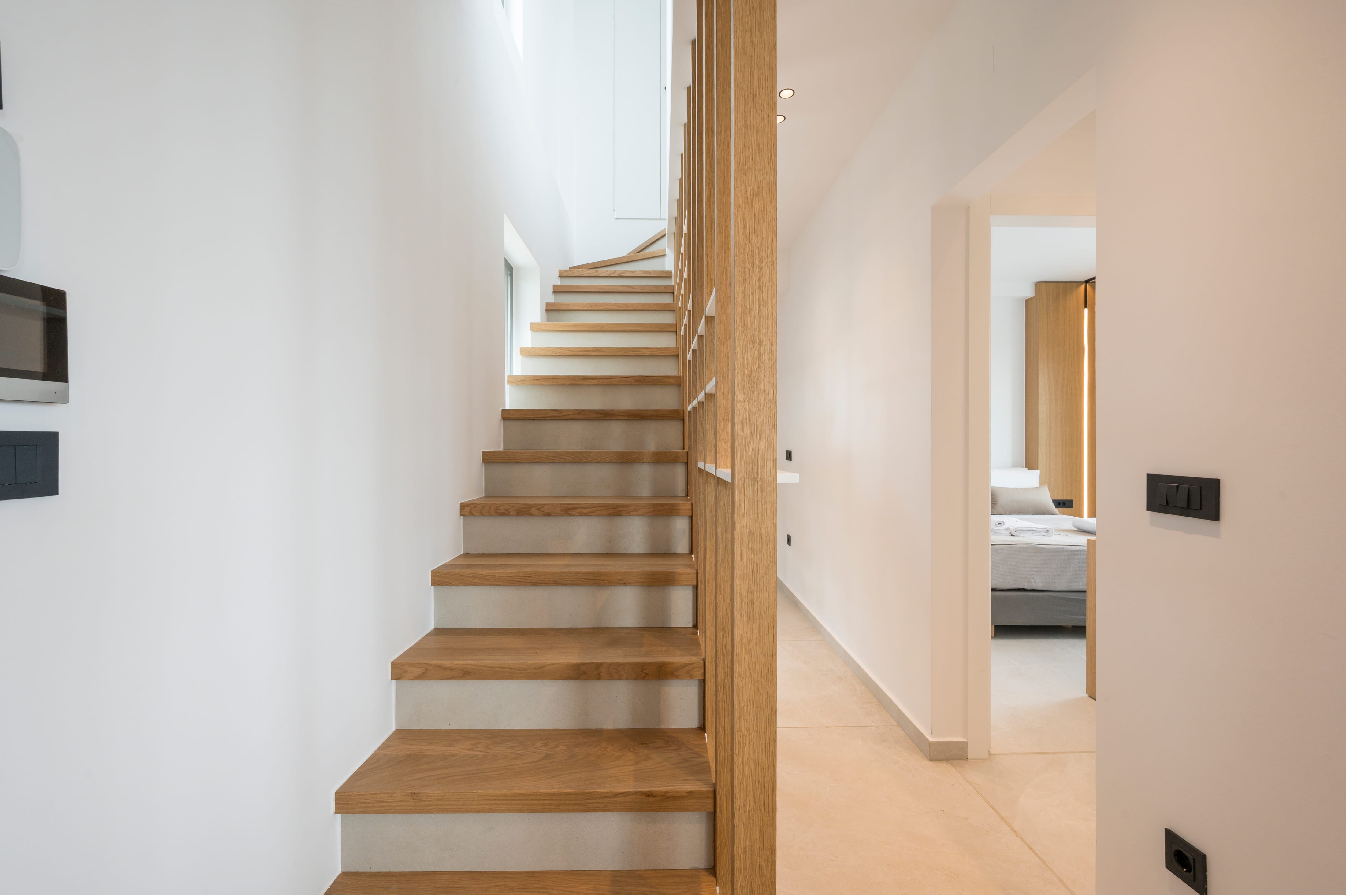 a wooden staircase in a house