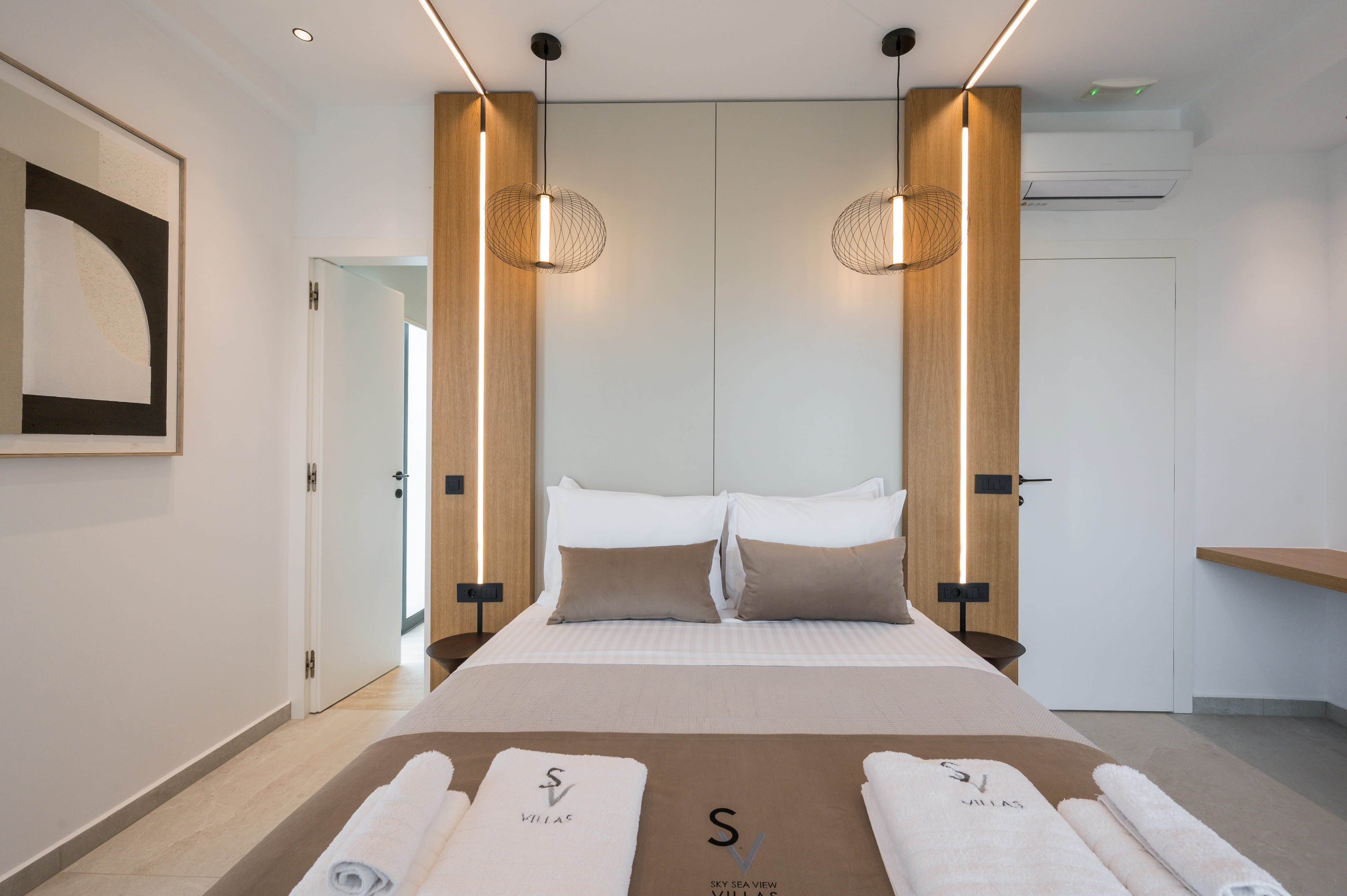 a bed with towels on it