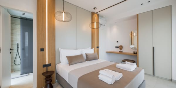 a bed with towels on it