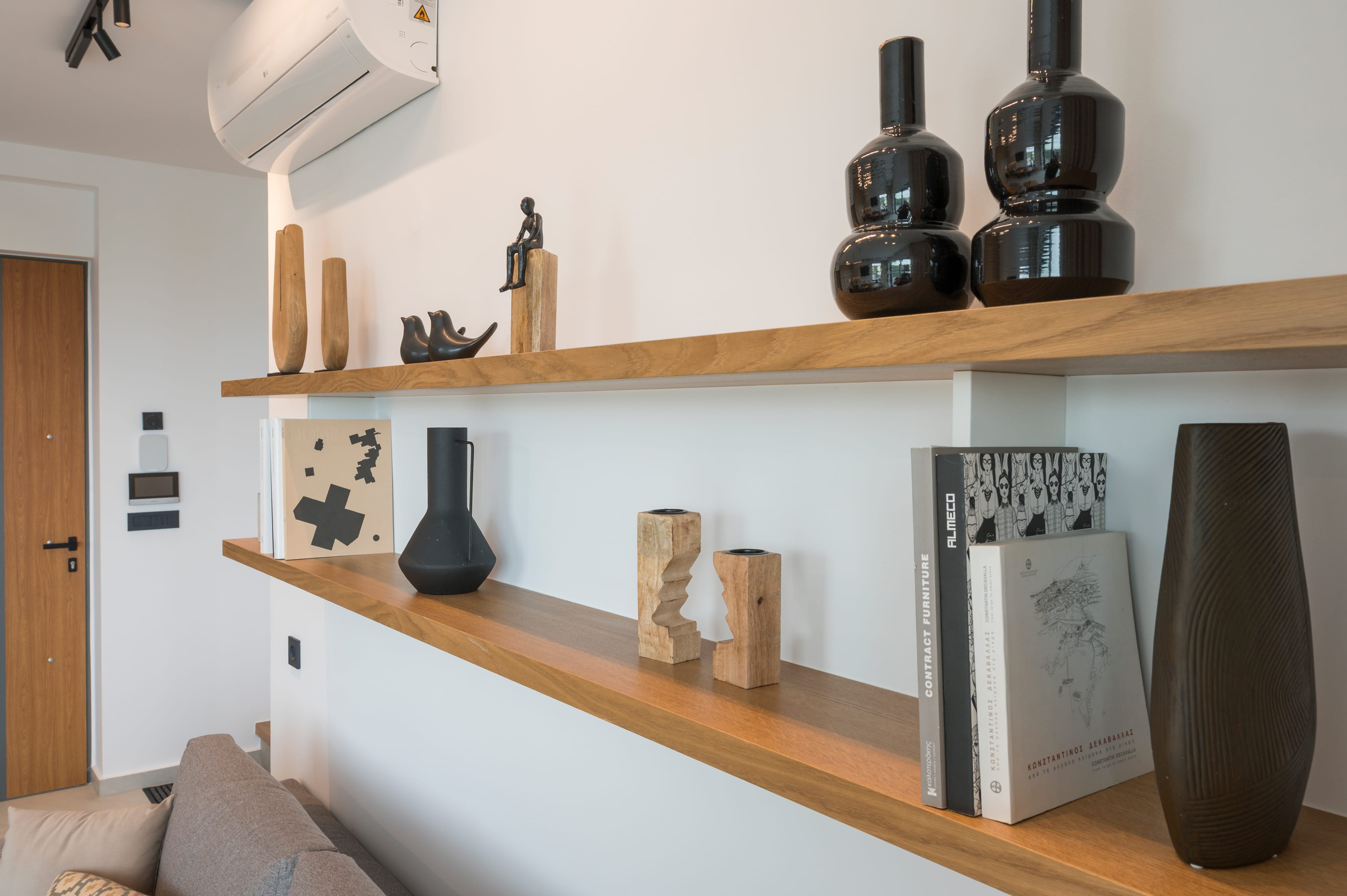 a shelf with objects on it