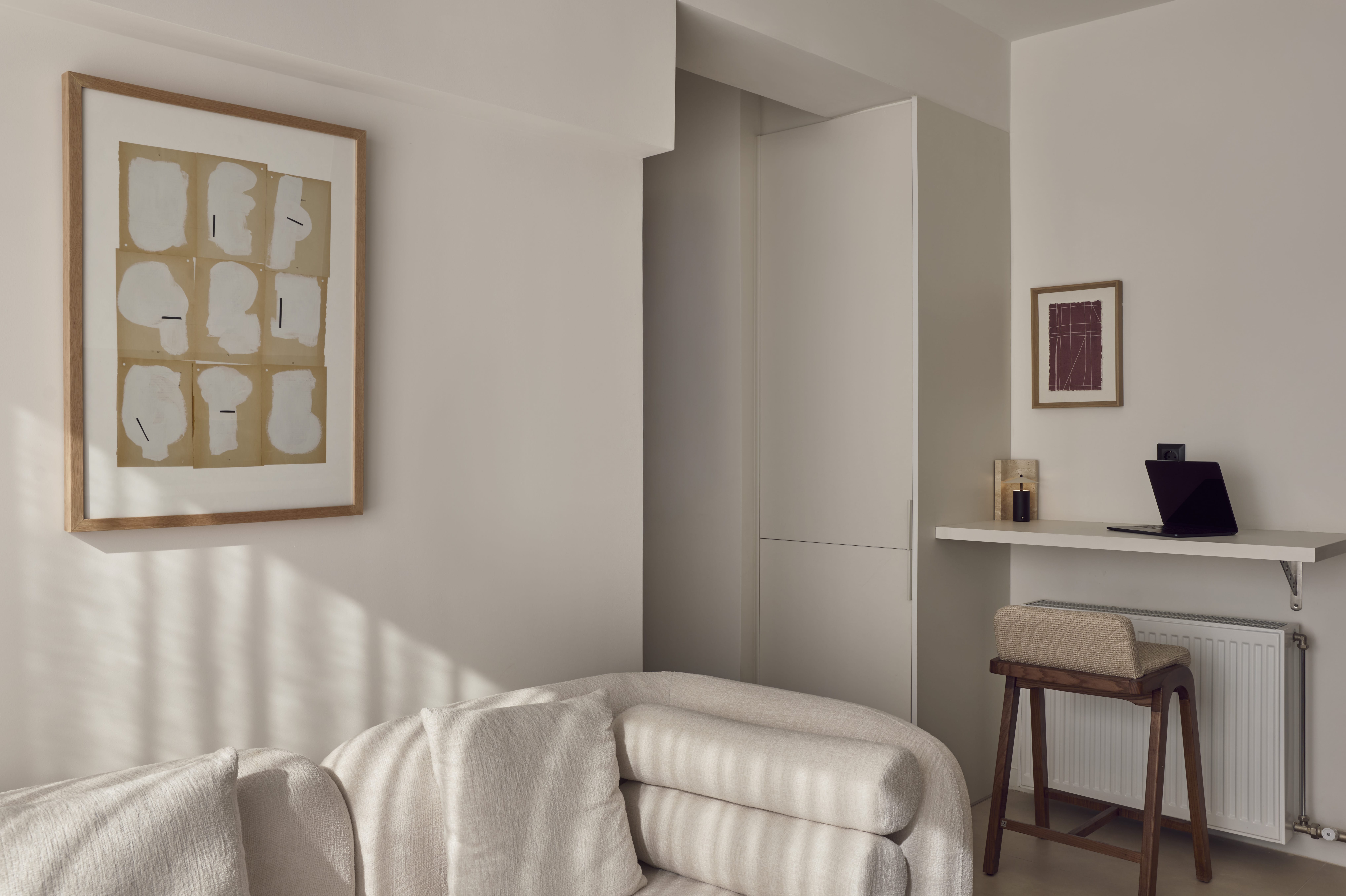 a white couch in a room