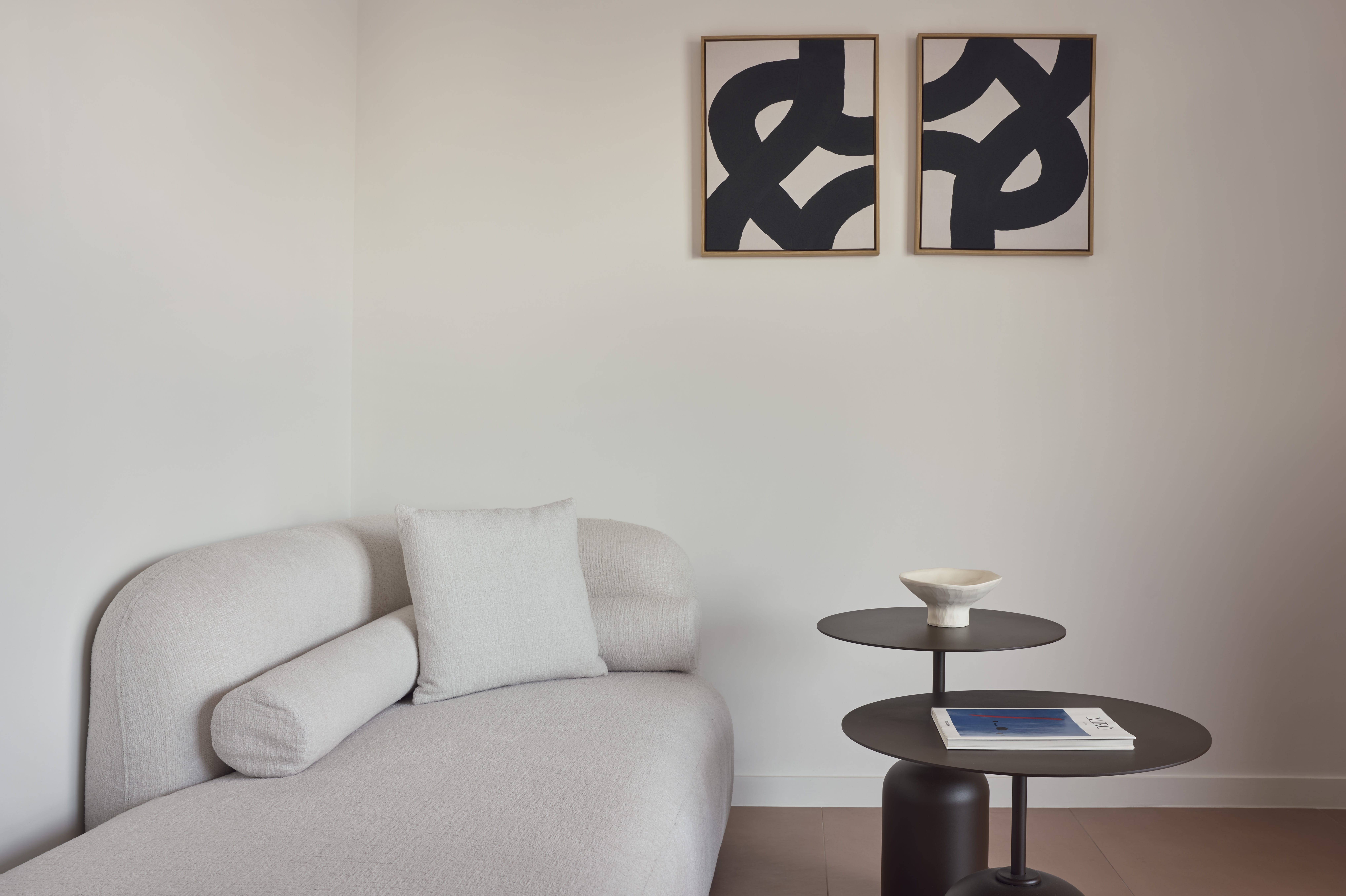 a white couch in a room