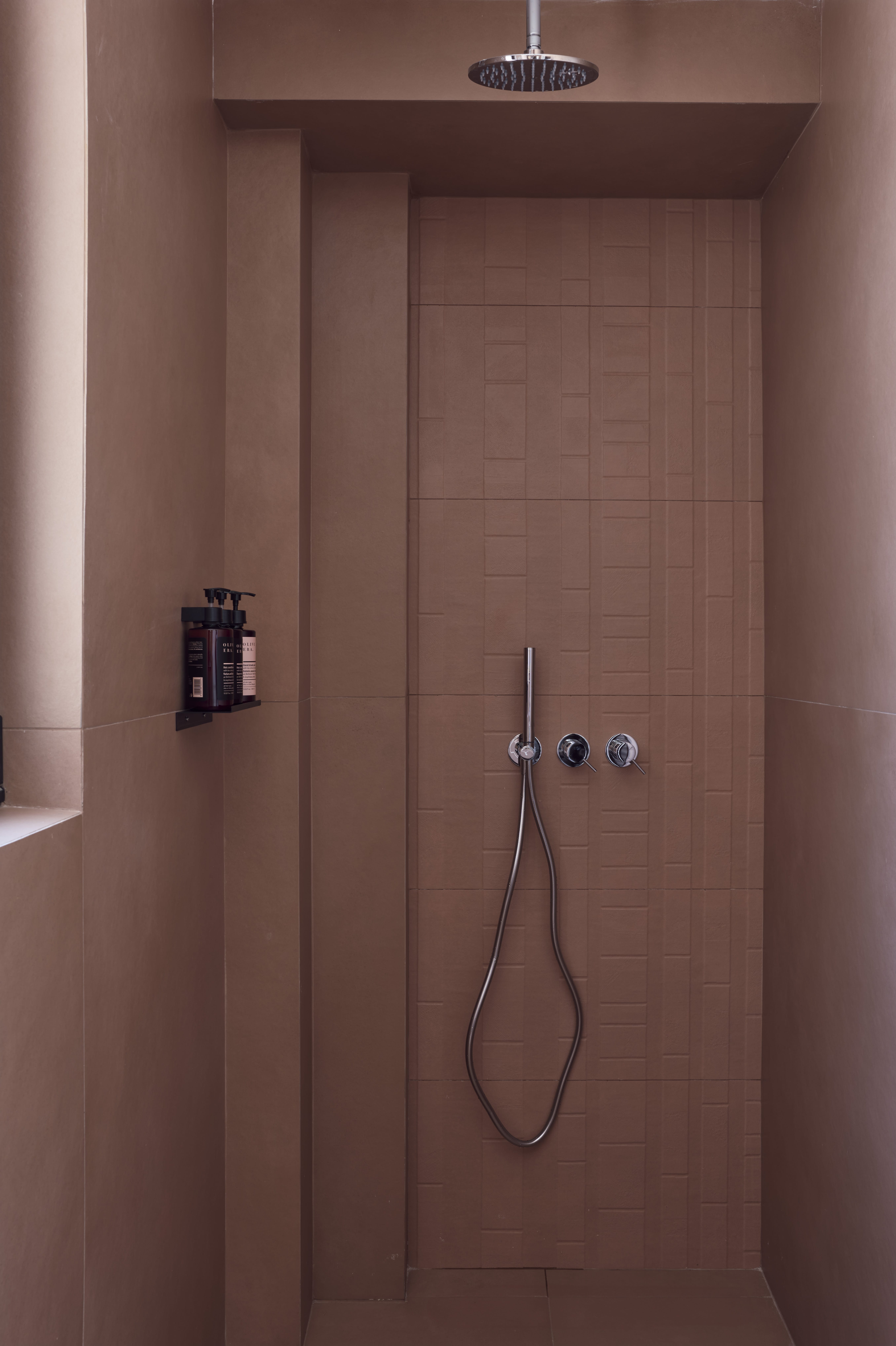 a shower with a glass door