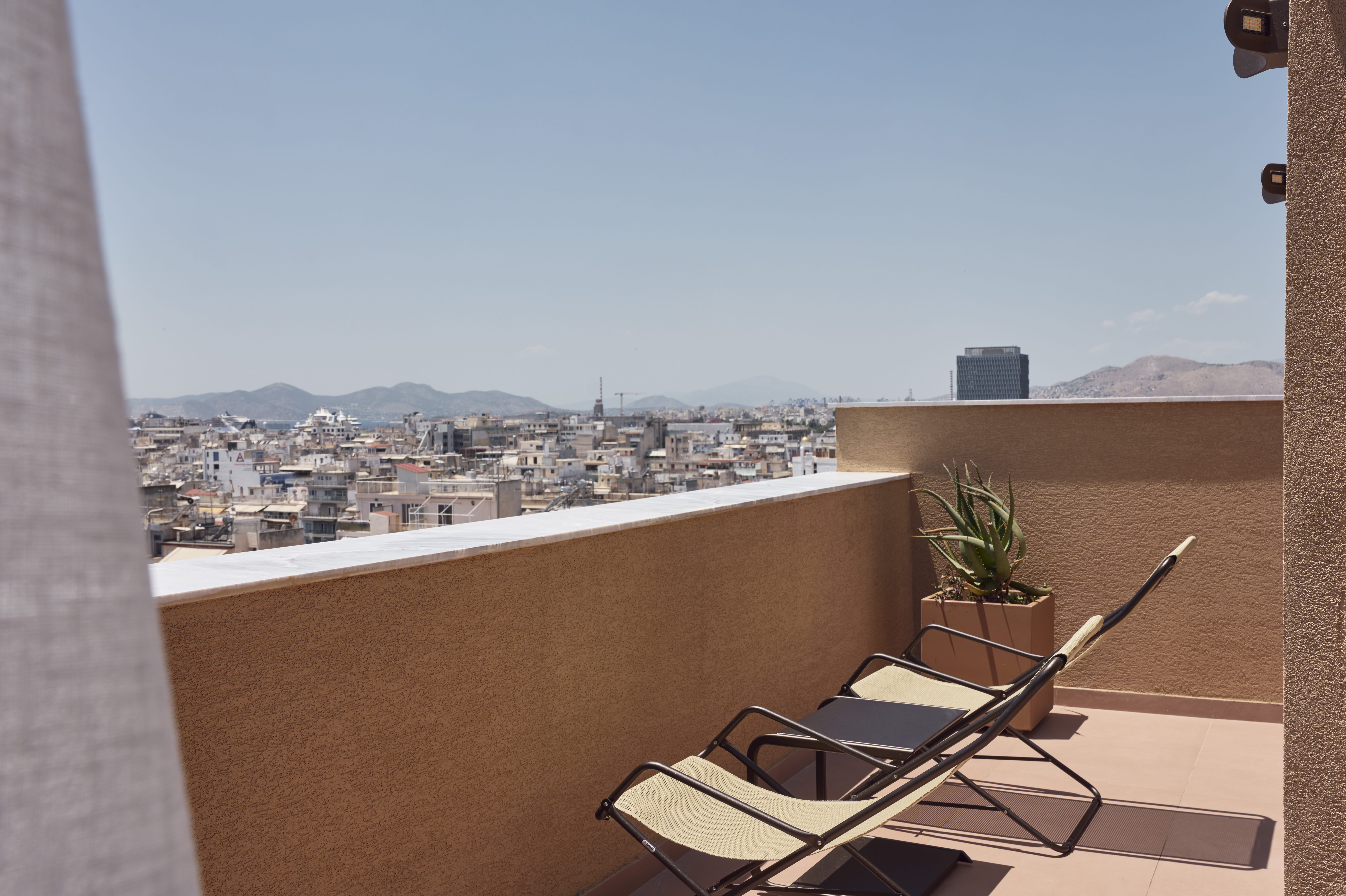 a chair on a rooftop